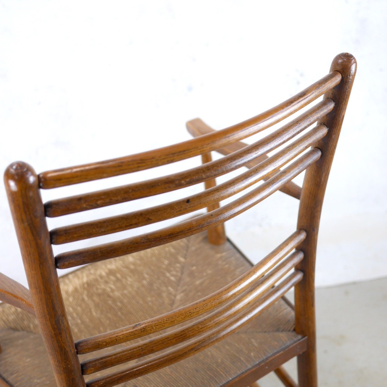 385.0 Antique Arts & Crafts Sussex Chair William Morris Style Rush Seat #103056 photo