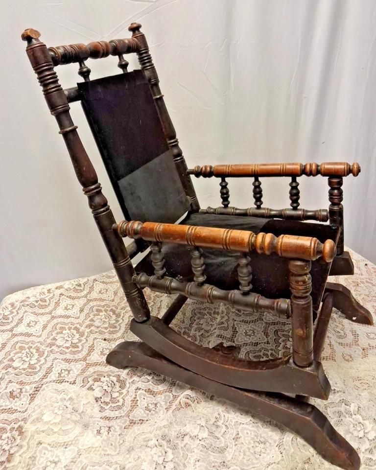 Antique Rustic Childs American Gothic Style Rocking Chair photo for sale