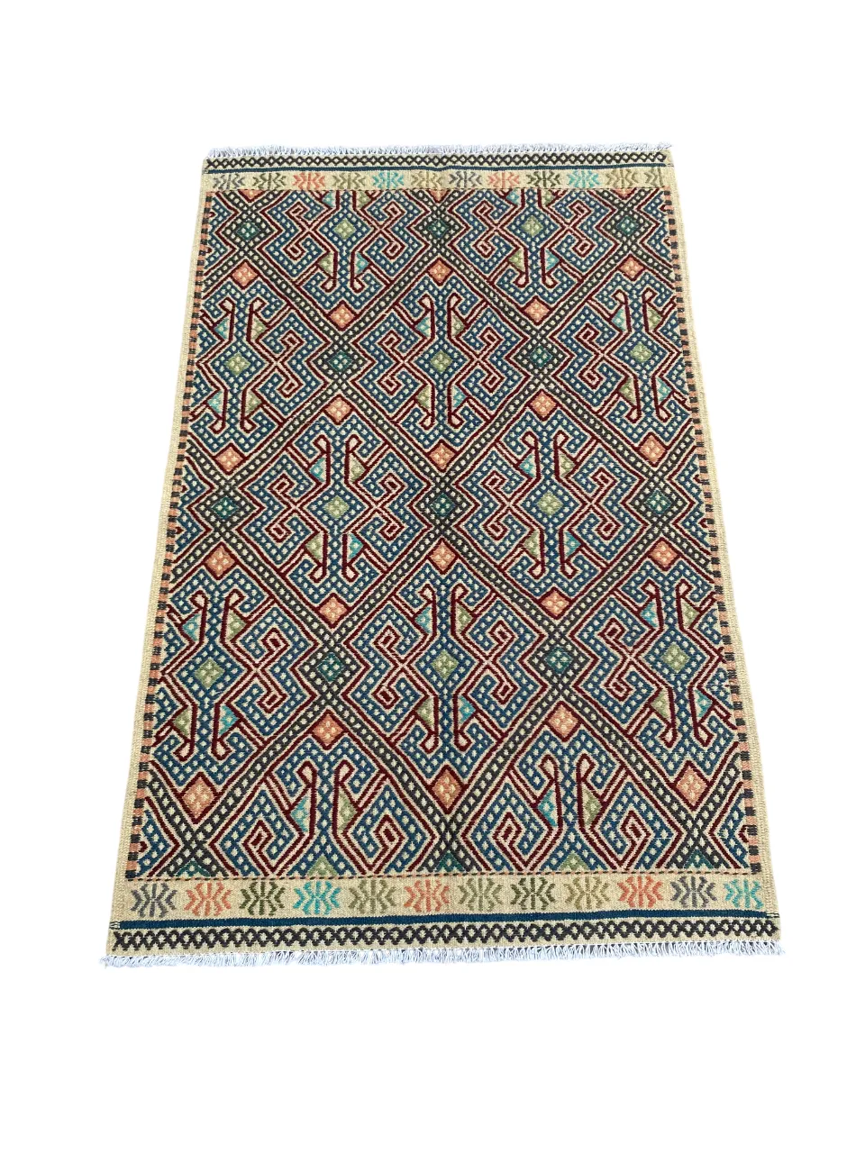 3x5 Multicolor Caucasian Soumak Flatweave Area Rug