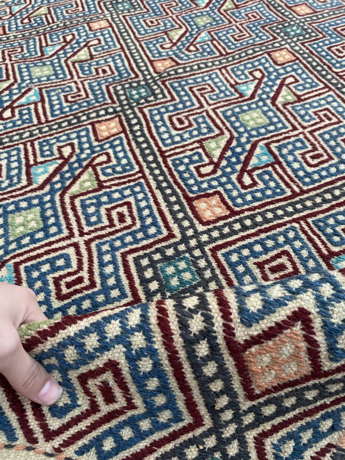 Textiles 3x5 Multicolor Caucasian Soumak Flatweave Area Rug photo