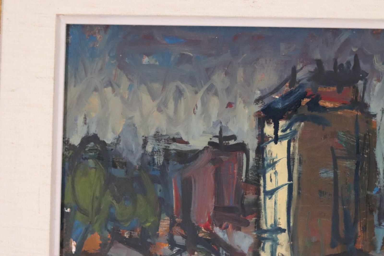 245.0 Original Swedish Oil On Panel – “City II” By P.O. Zachrisson – Signed & Framed – 36 × 42 Cm (14.2" × 16.5") photo