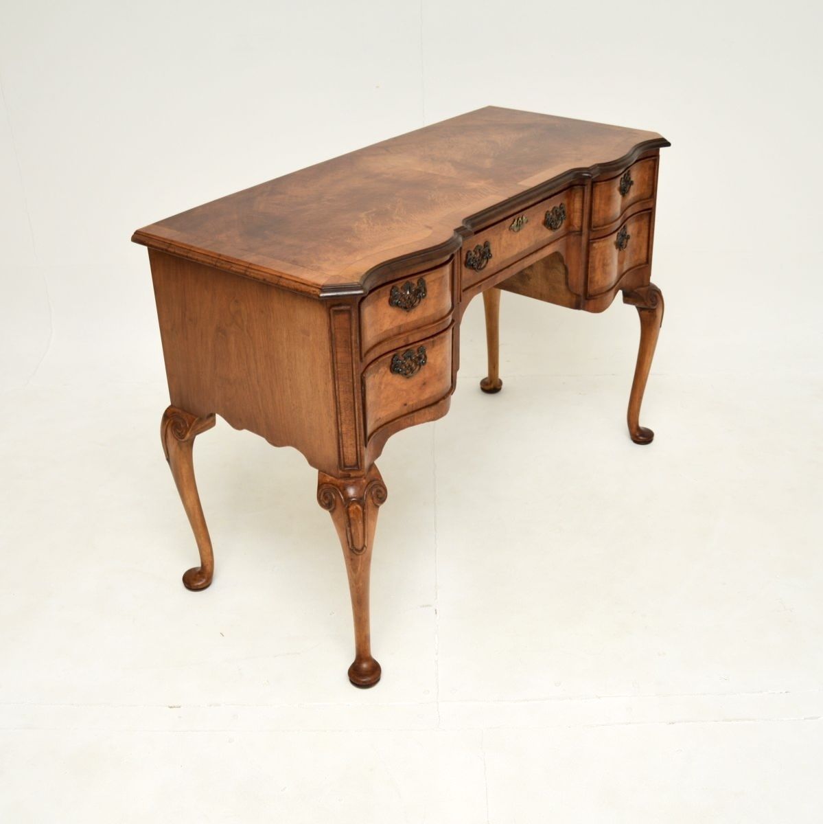 Antique Figured Walnut Queen Anne Style Desk photo vintage