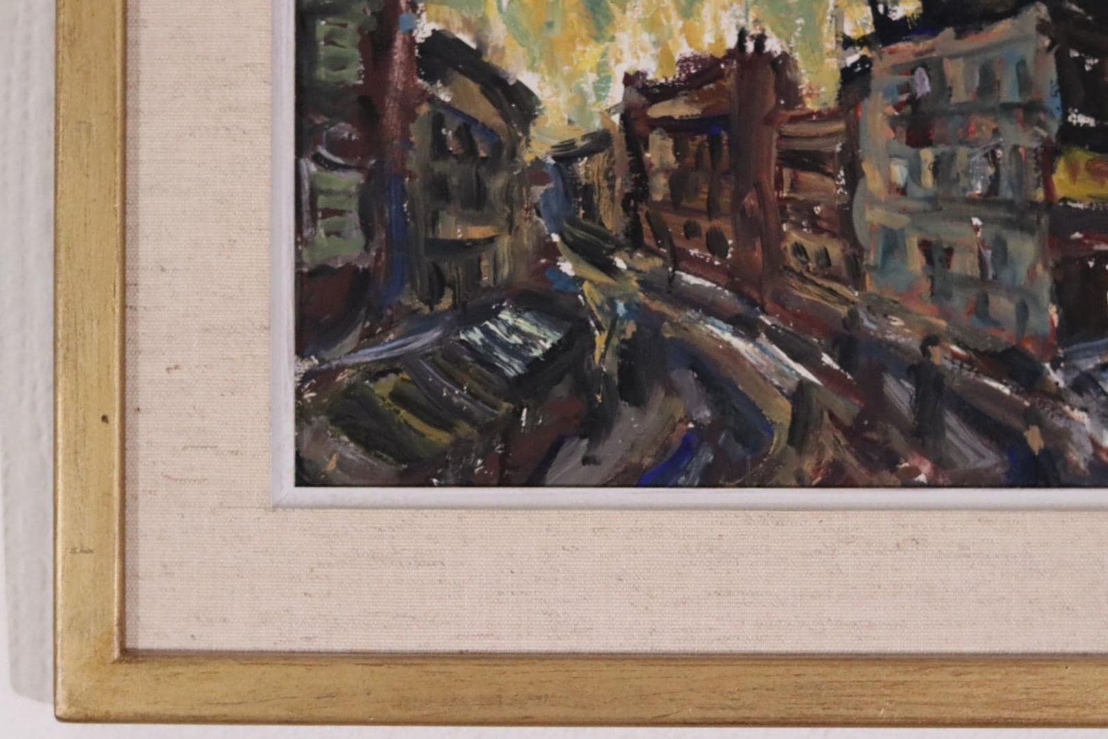 Original Mid Century Swedish Oil On Panel – “City” By P.O. Zachrisson – Vintage & Framed – 37 × 25 Cm (14.6" × 9.8") photo vintage