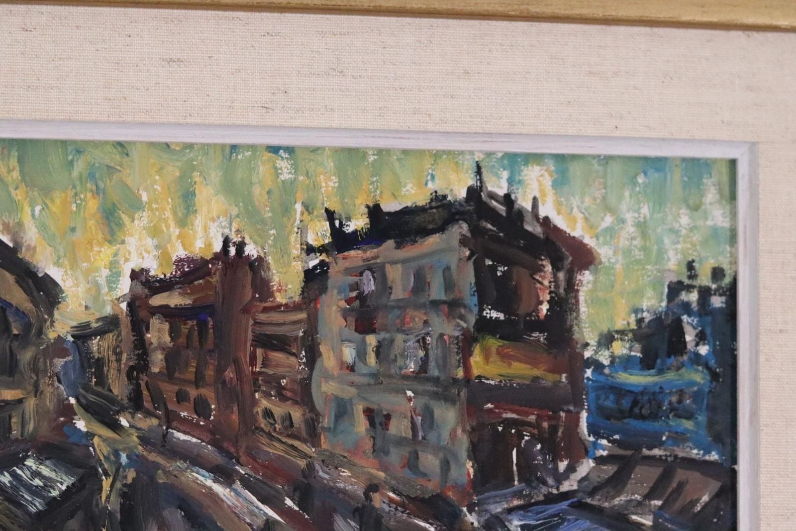 photo furniture Original Mid Century Swedish Oil On Panel – “City” By P.O. Zachrisson – Vintage & Framed – 37 × 25 Cm (14.6" × 9.8")
