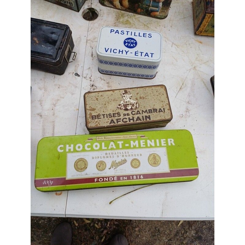 photo for sale Lot Of Vintage Tin Advertising Boxes
