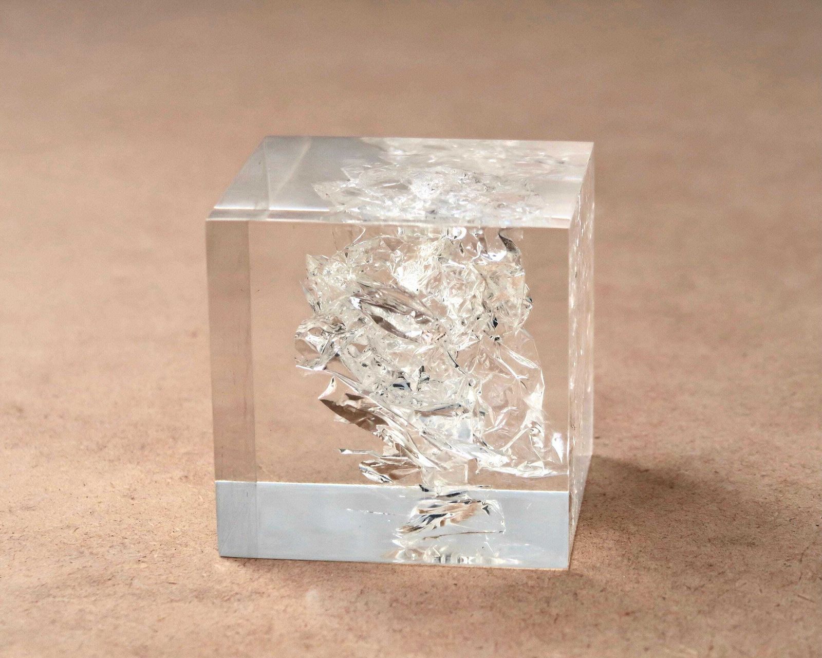 French Minimalist Resin Sculpture With Inclusion, 1970s / Minimalist, Desk Paperweight, Transparent, Art, Home Decor, Pierre Giraudon photo furniture