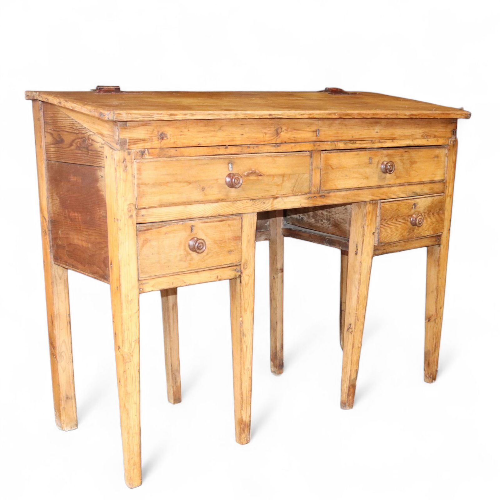 Victorian Antique Pine Clerks Desk Sloped Top Standing Desk photo vintage