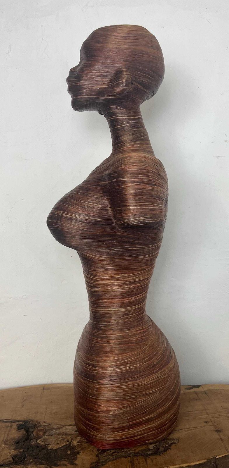 Large Abstract Contemporary Lady Sculpture, Rattan Fibre Figure, Lara Brown Designer Art photo vintage
