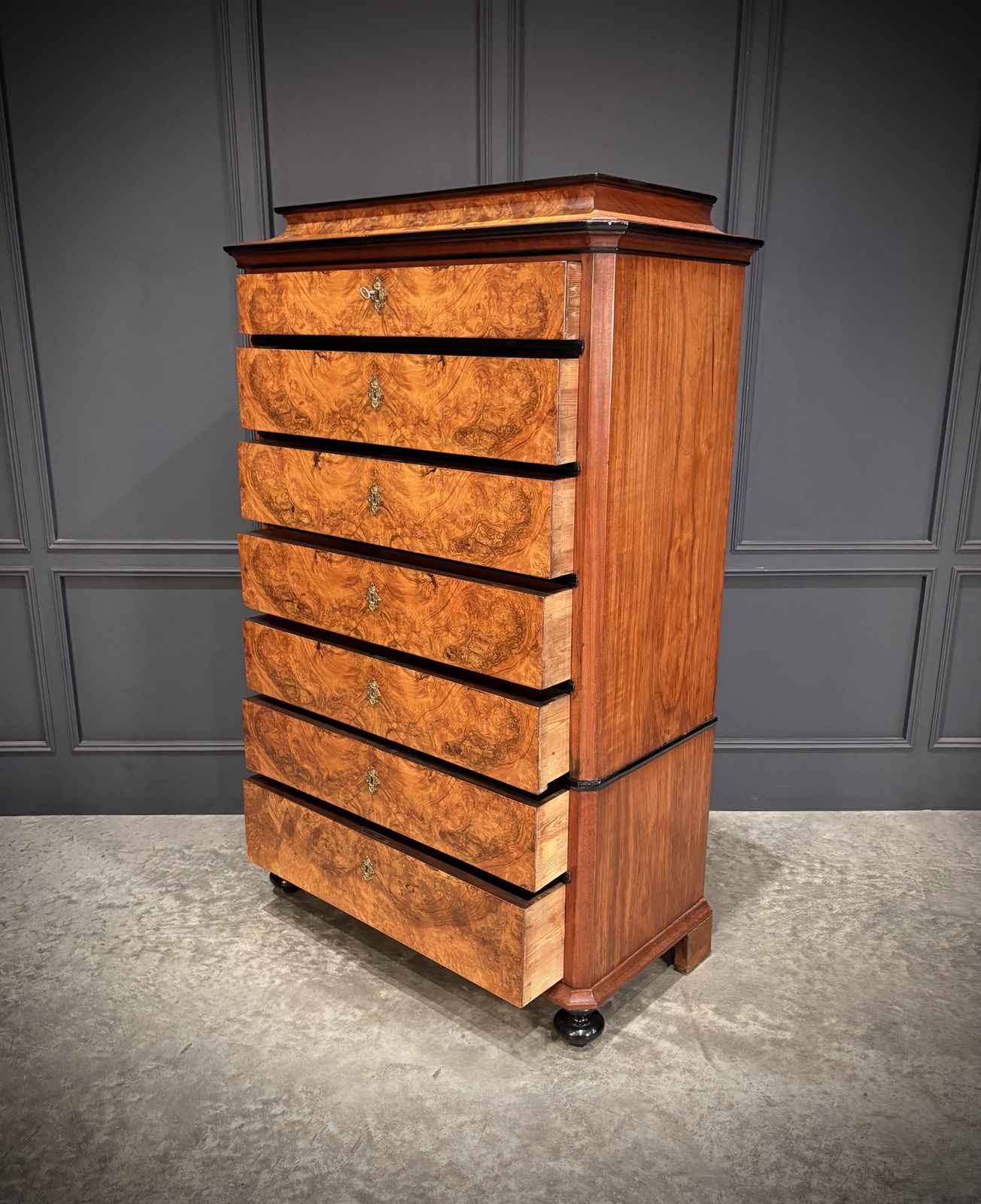 photo furniture 19th Century Walnut Tall Chest Of Drawers