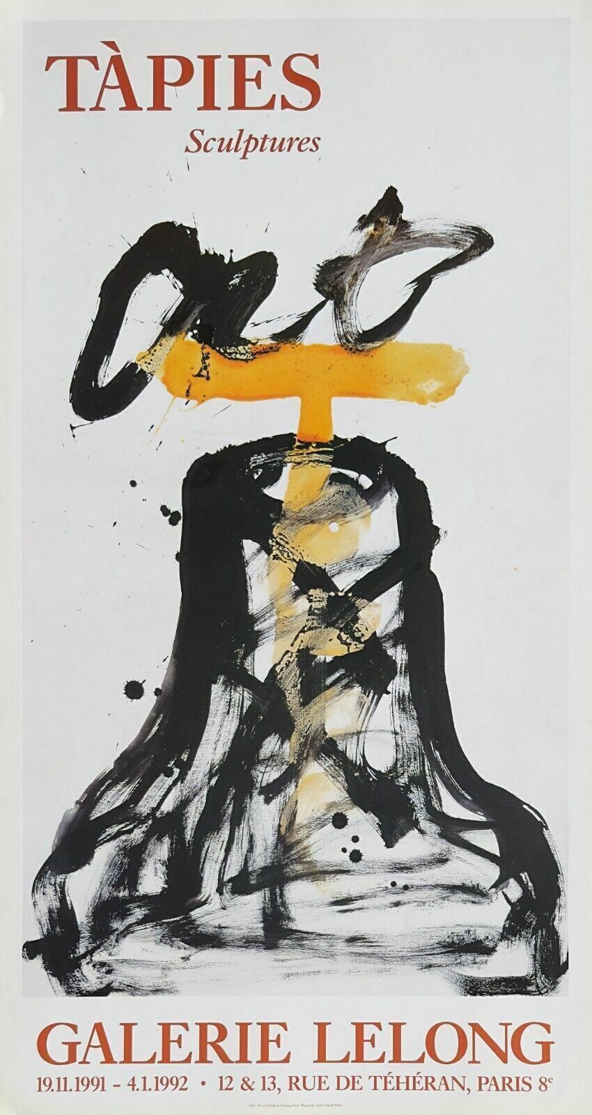 Antoni Tapies   Vintage Art Poster Exhibition Poster Galerie Lelong Sculptures 1991
