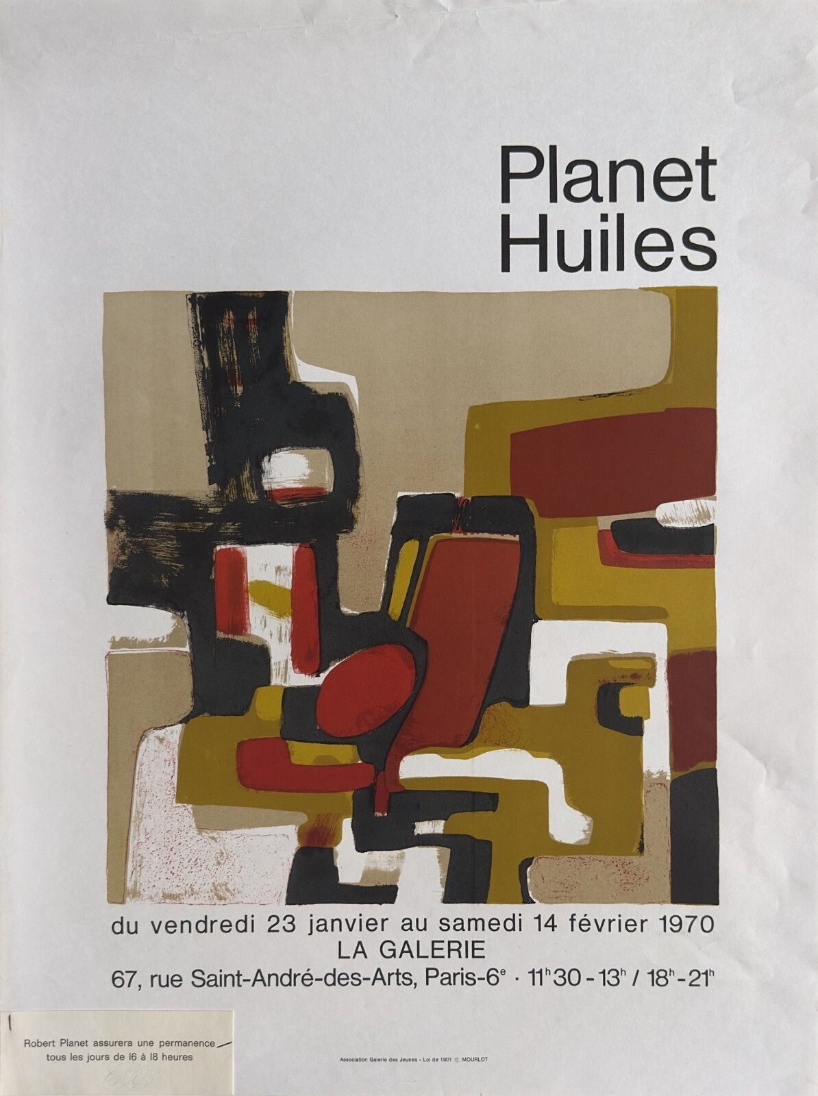 Planet Oils Vintage Poster Poster Poster Exhibition Paris 1970 Mourlot