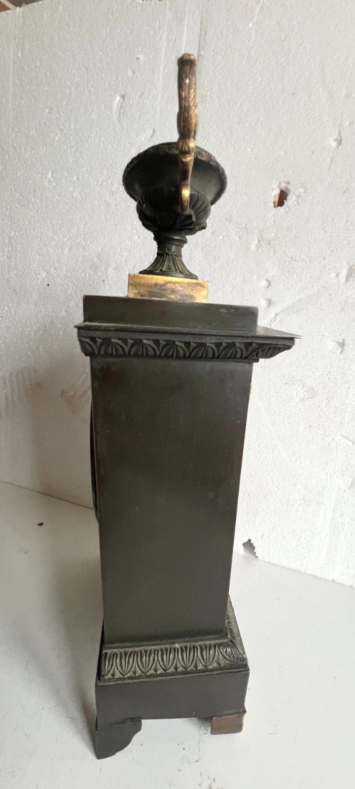 19th Century Empire Style Green Patina Bronze Clock photo 888.75