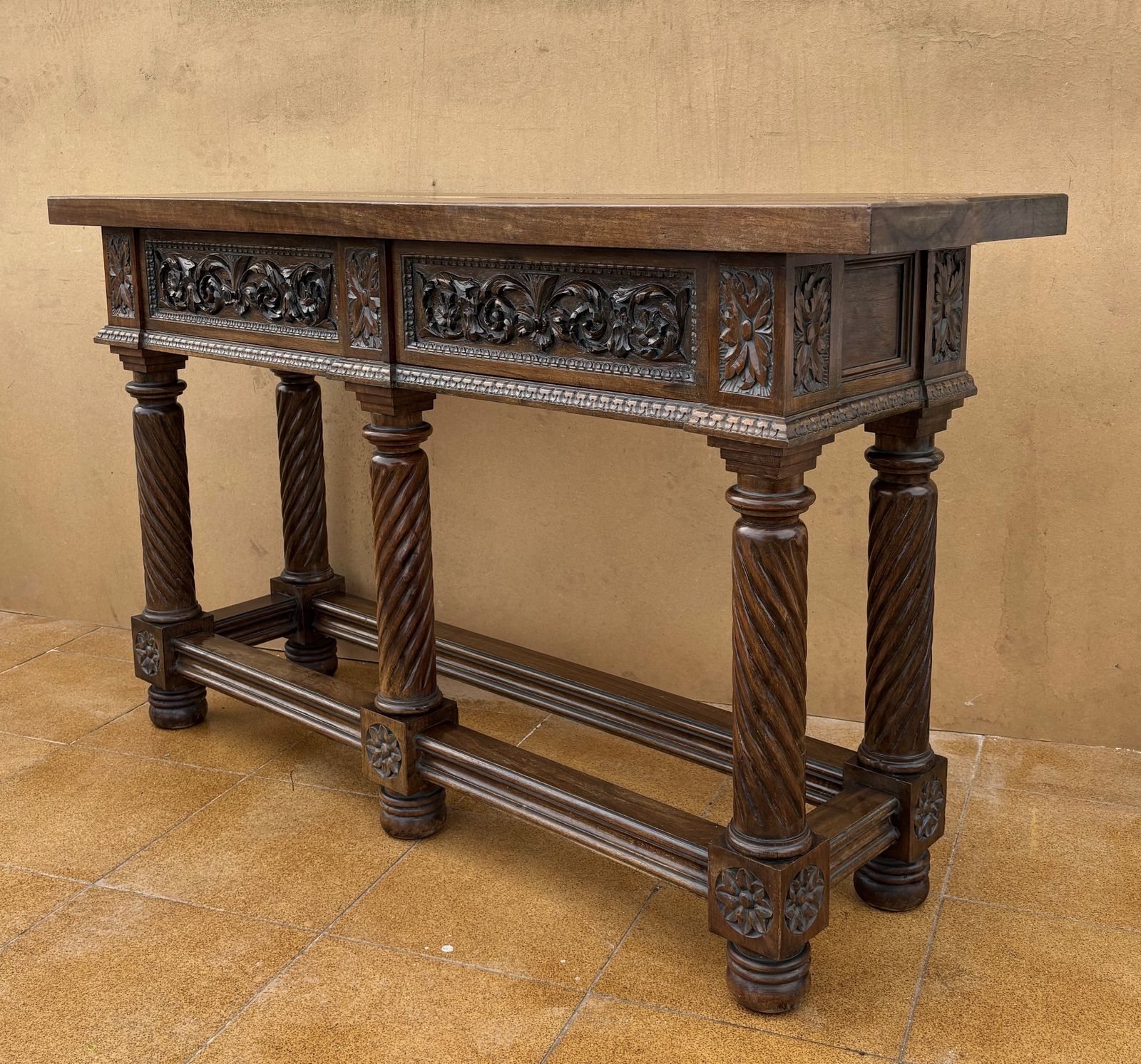 Spanish Neo Renaissance Carved Walnut Console Table, 19th Century photo 4375.0