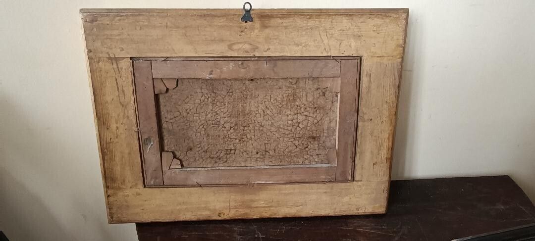 photo furniture Ntique Painting On Canvas Depicting A Bucolic Landscape