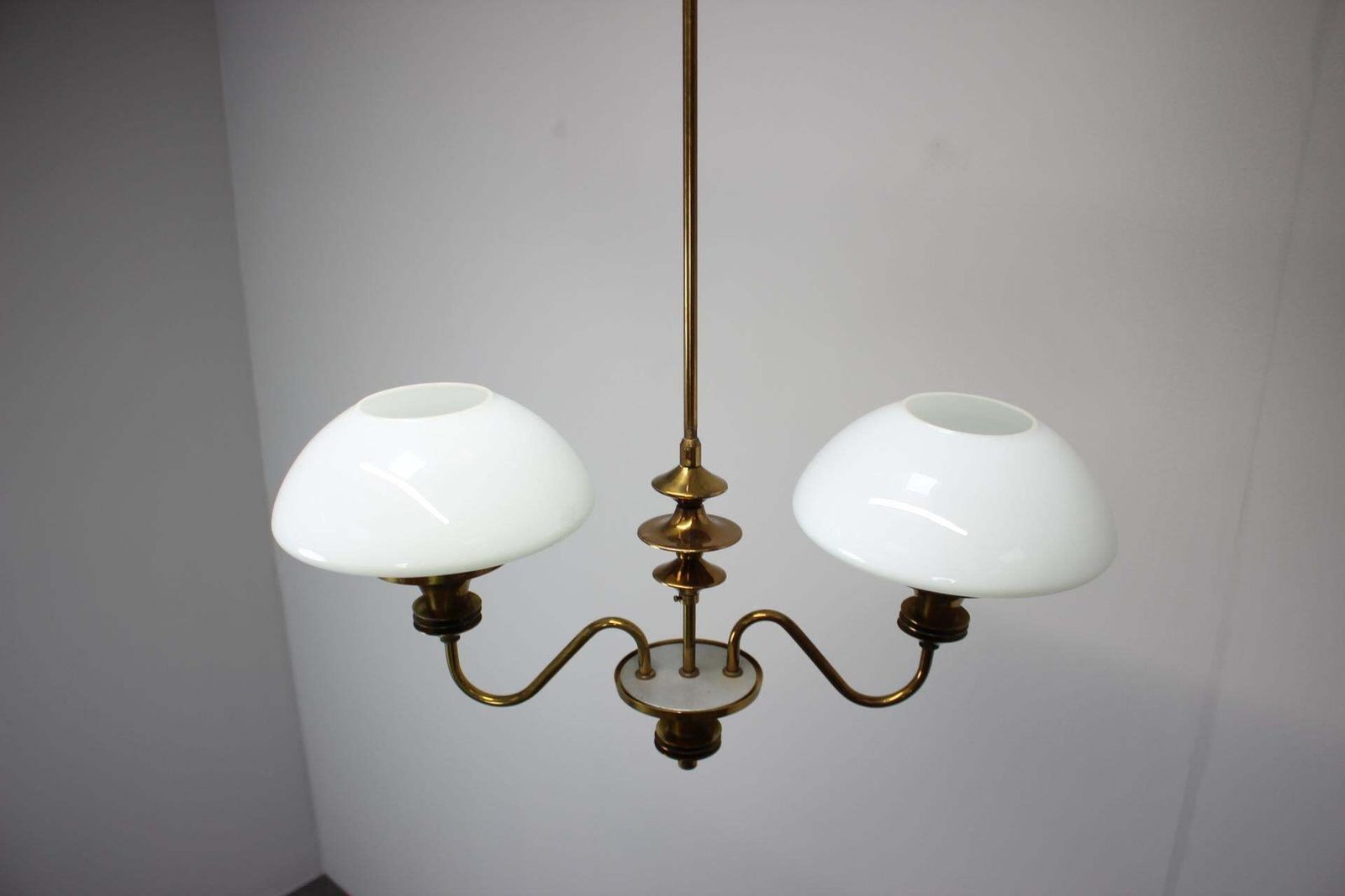 Mid Century Brass Chandelier, Czechoslovakia, 1970s, Made In Jablonec Glasswork photo 487.0