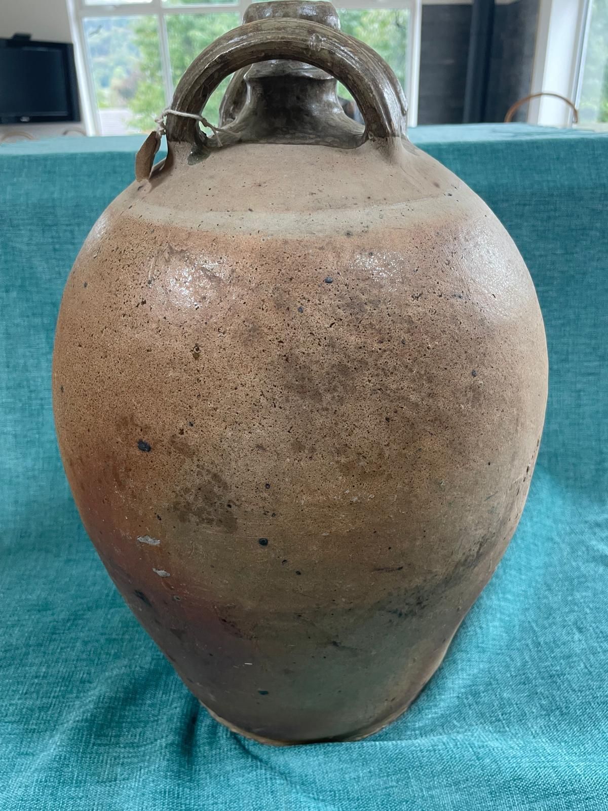 Vintage French Stoneware Oil Jar Large photo 125.0