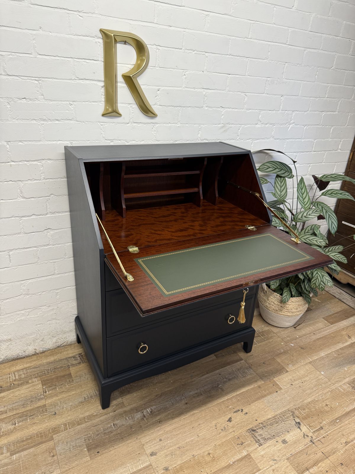 Stag Minstrel Bureau Black Painted In Soot By Benjamin Moore photo 665.0