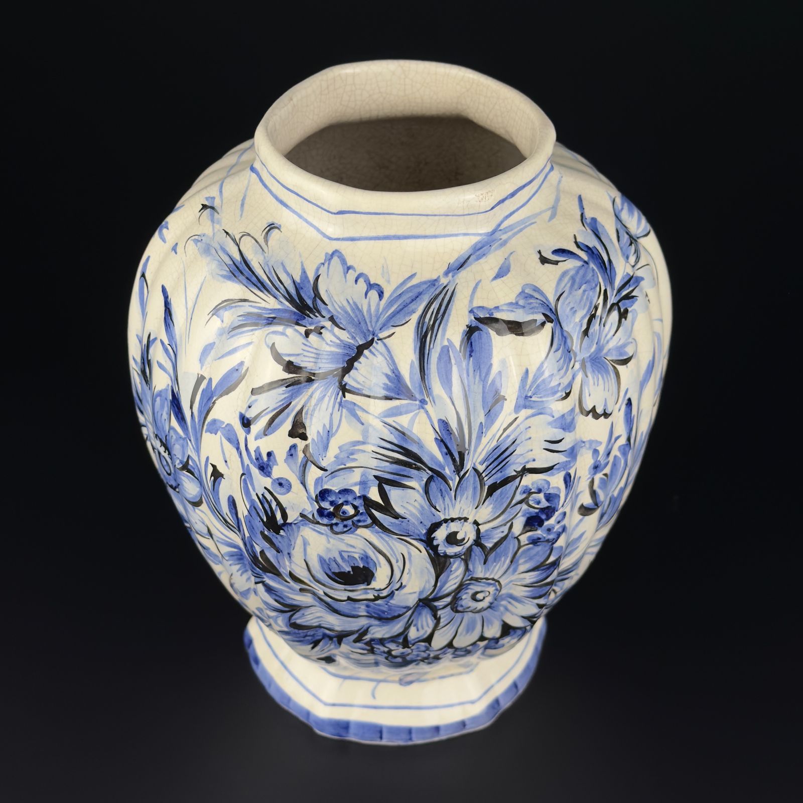 Vintage Blue Ceramic Vase By Bassano, Italy 1970s photo Home Decor
