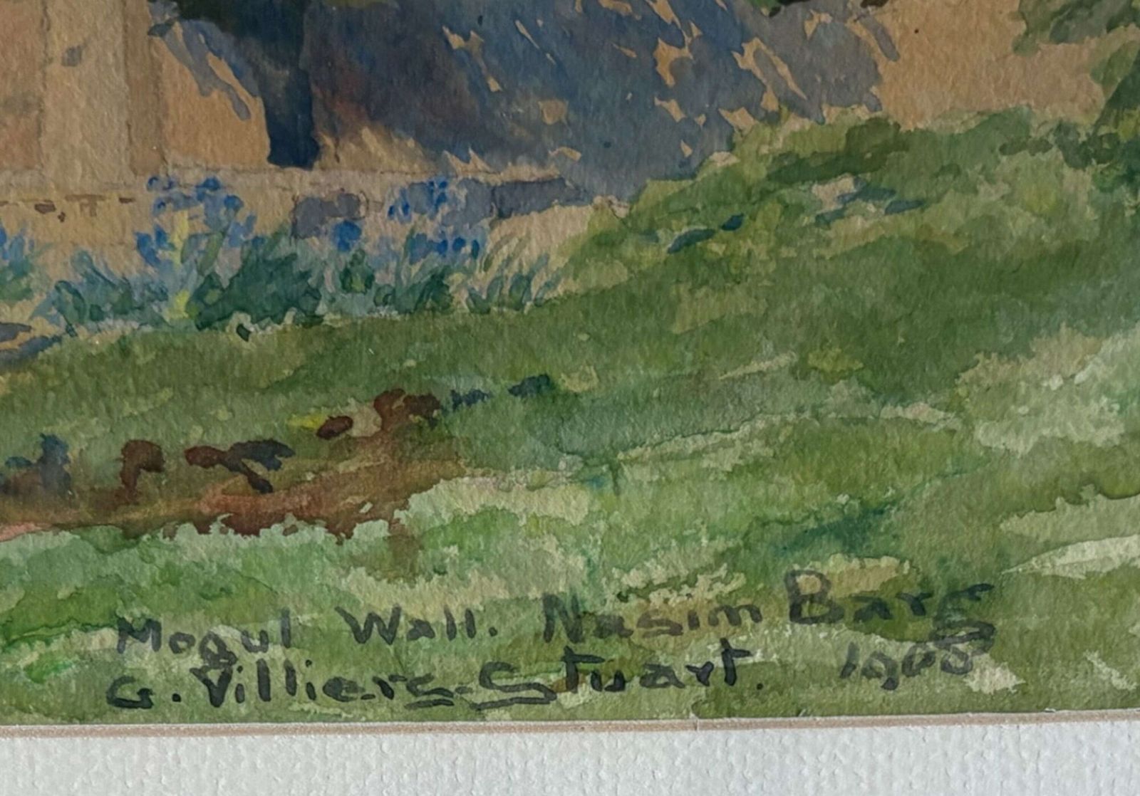 G Villiers Stuart   Watercolour Of Mughul Wall, Nasim Bagh (Garden Of Breezes) In Kashmir, photo Art