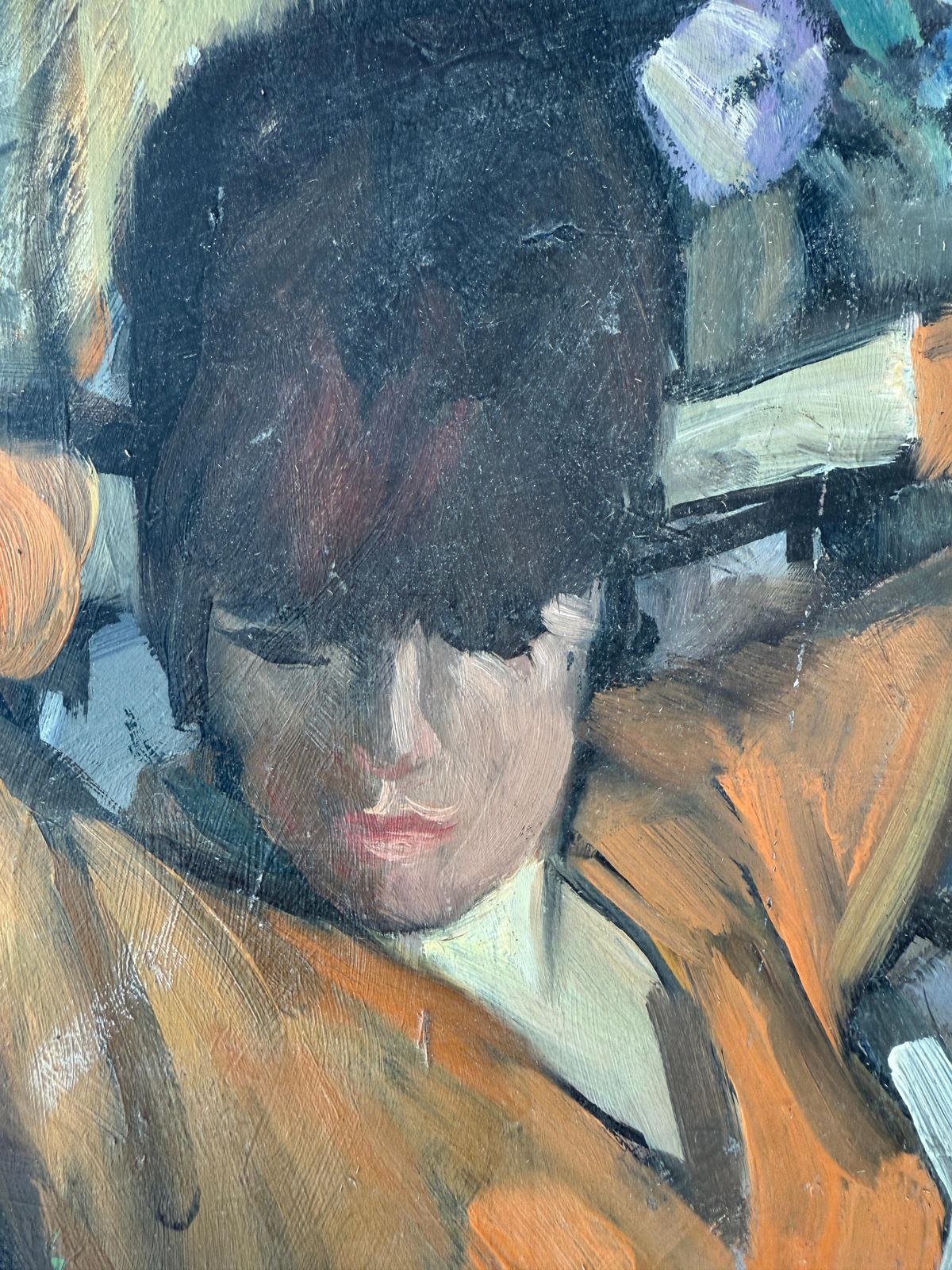 Ramon Pichot I Soler Reclining Woman Oil On Board Painting C.1960 photo for sale