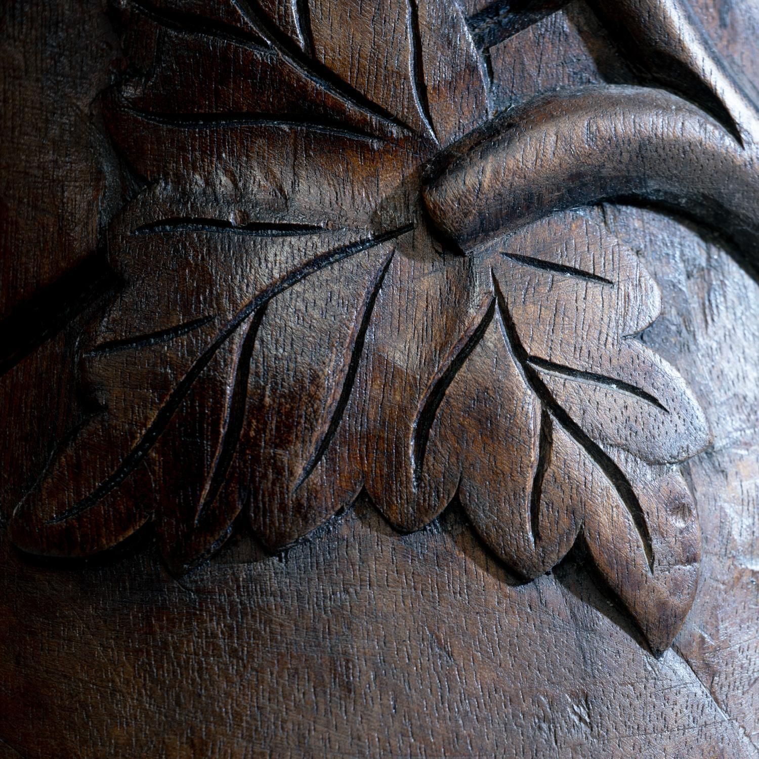 Home Decor Pedestal Plantstand, Mahogany, Handcarved Grapevine Motive, Wood, 1950s photo