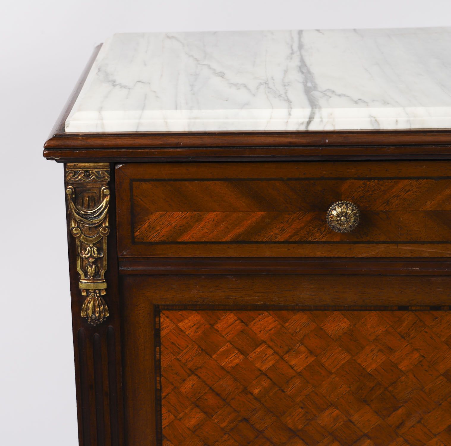 photo furniture Antique Pair French Parquetry Bedside Cabinets 19th Century