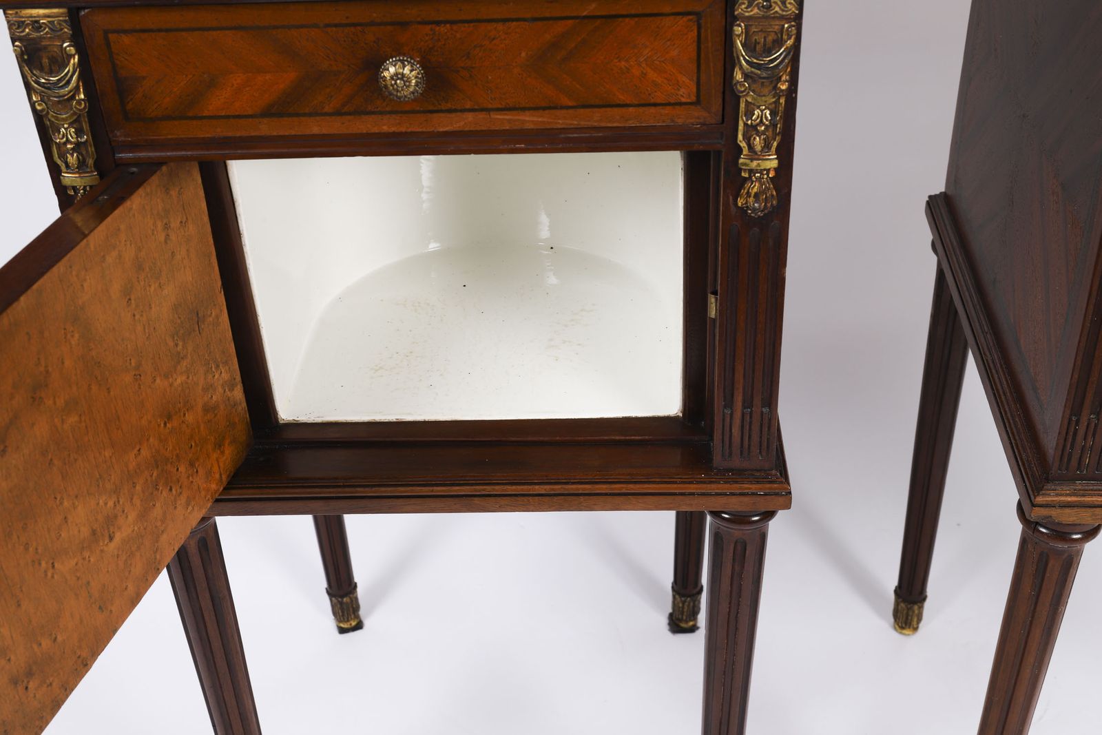 2400.0 Antique Pair French Parquetry Bedside Cabinets 19th Century photo