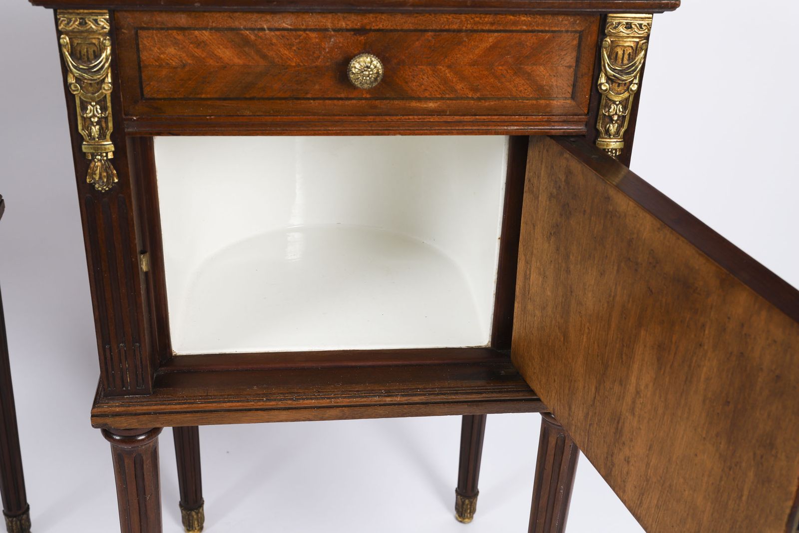 photo vinterior Antique Pair French Parquetry Bedside Cabinets 19th Century