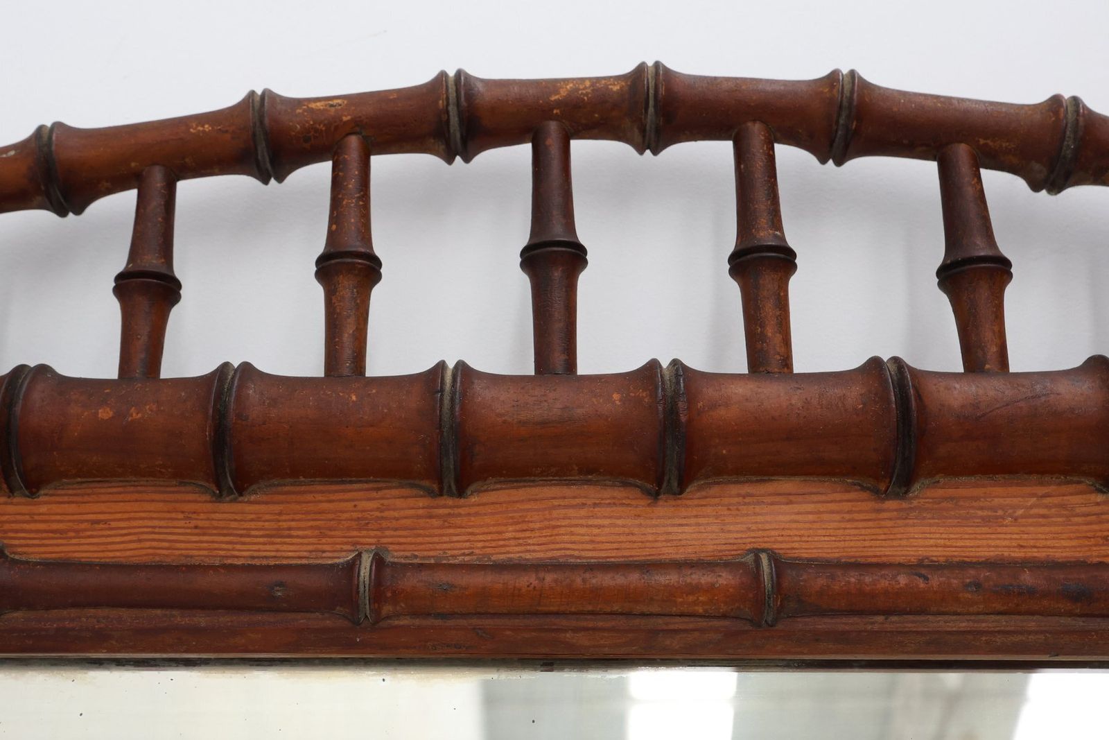 Antique Faux Bamboo Wood Mirror, France, 19th Century photo Home Decor