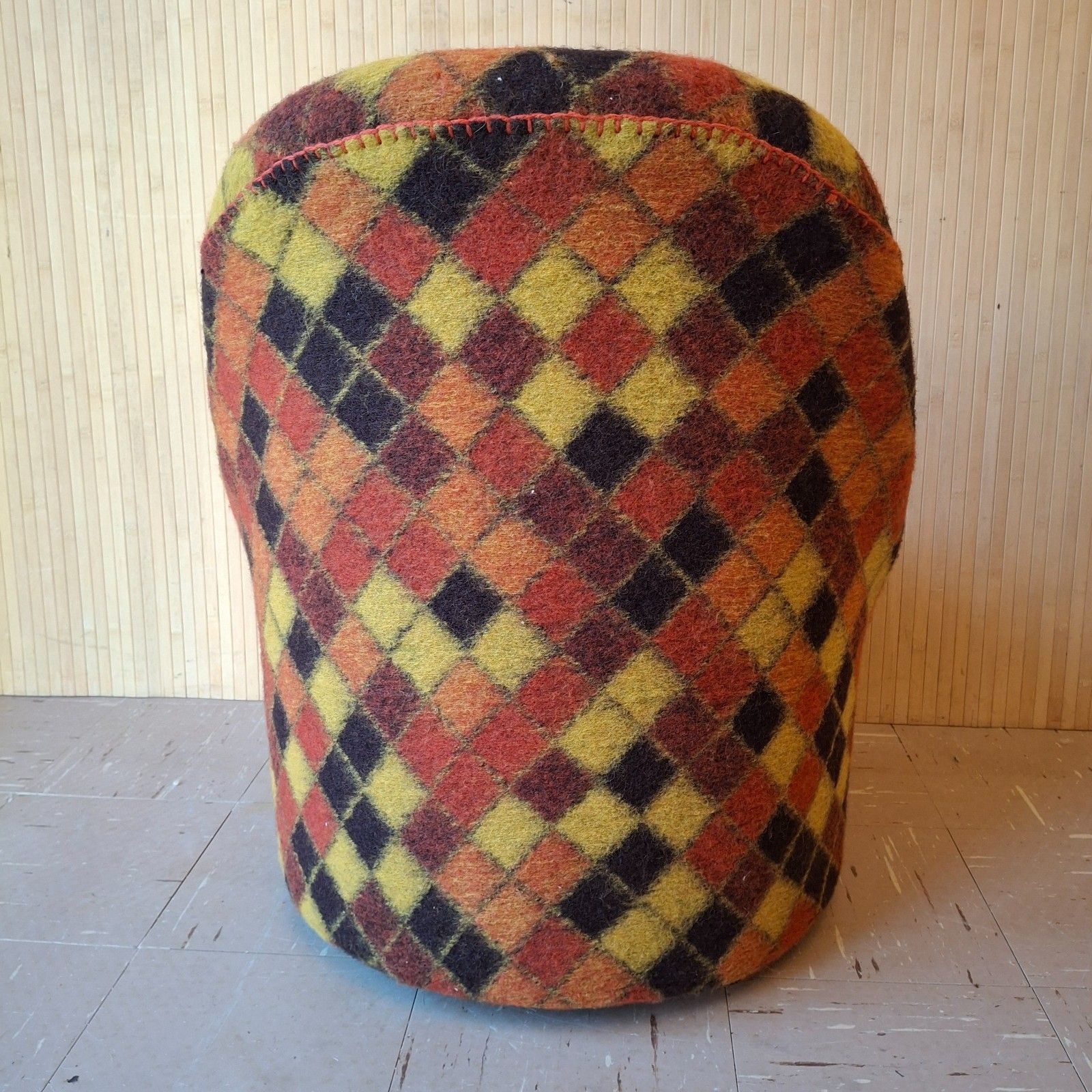 photo for sale Fab Vintage Retro 70s Sherborne Tub Chair Dark Orange Boucle & Multi Check Wool