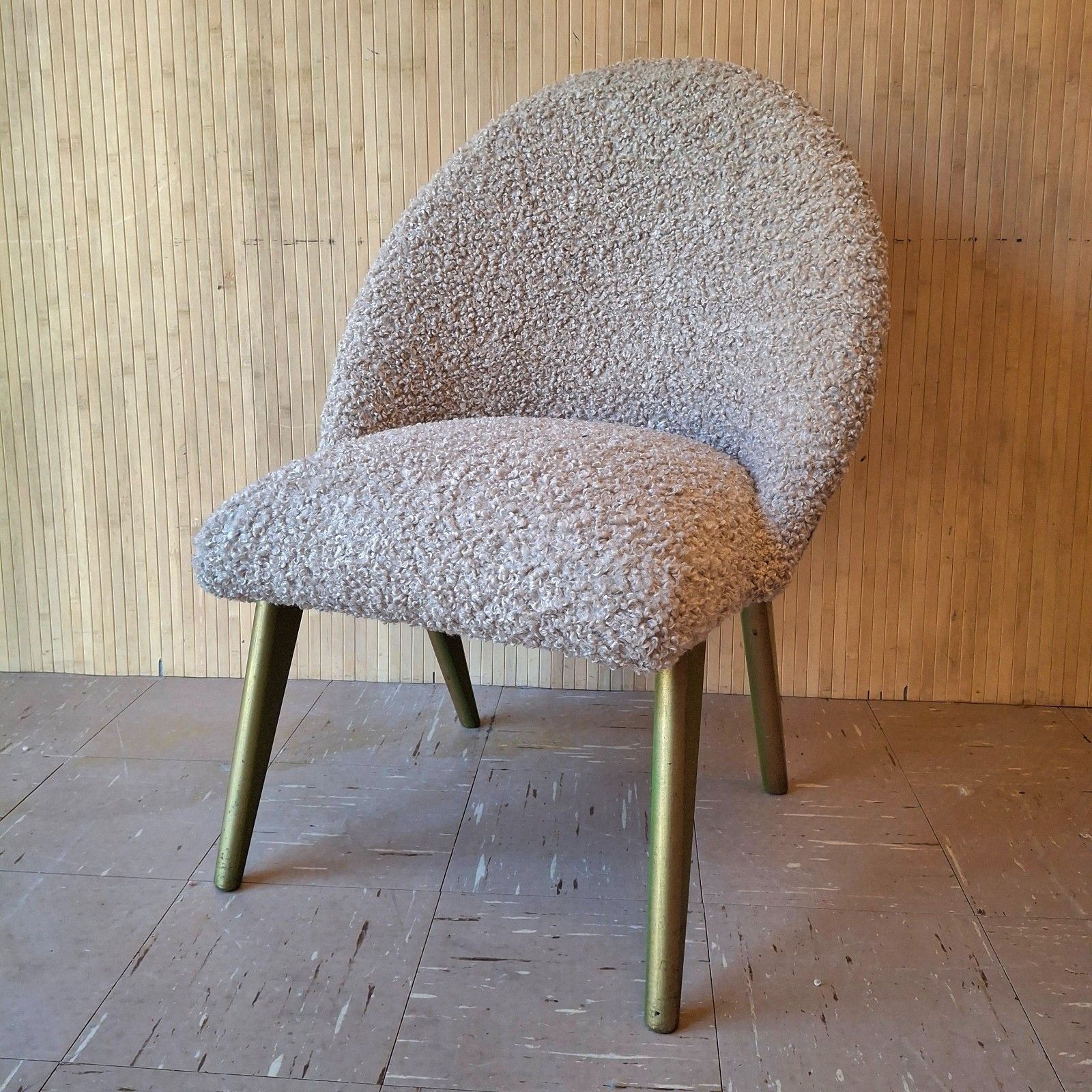 Fab Vintage Reworked Lloyd Loom Sirrom Chair Caramel Boucle & Lime Check Wool photo for sale