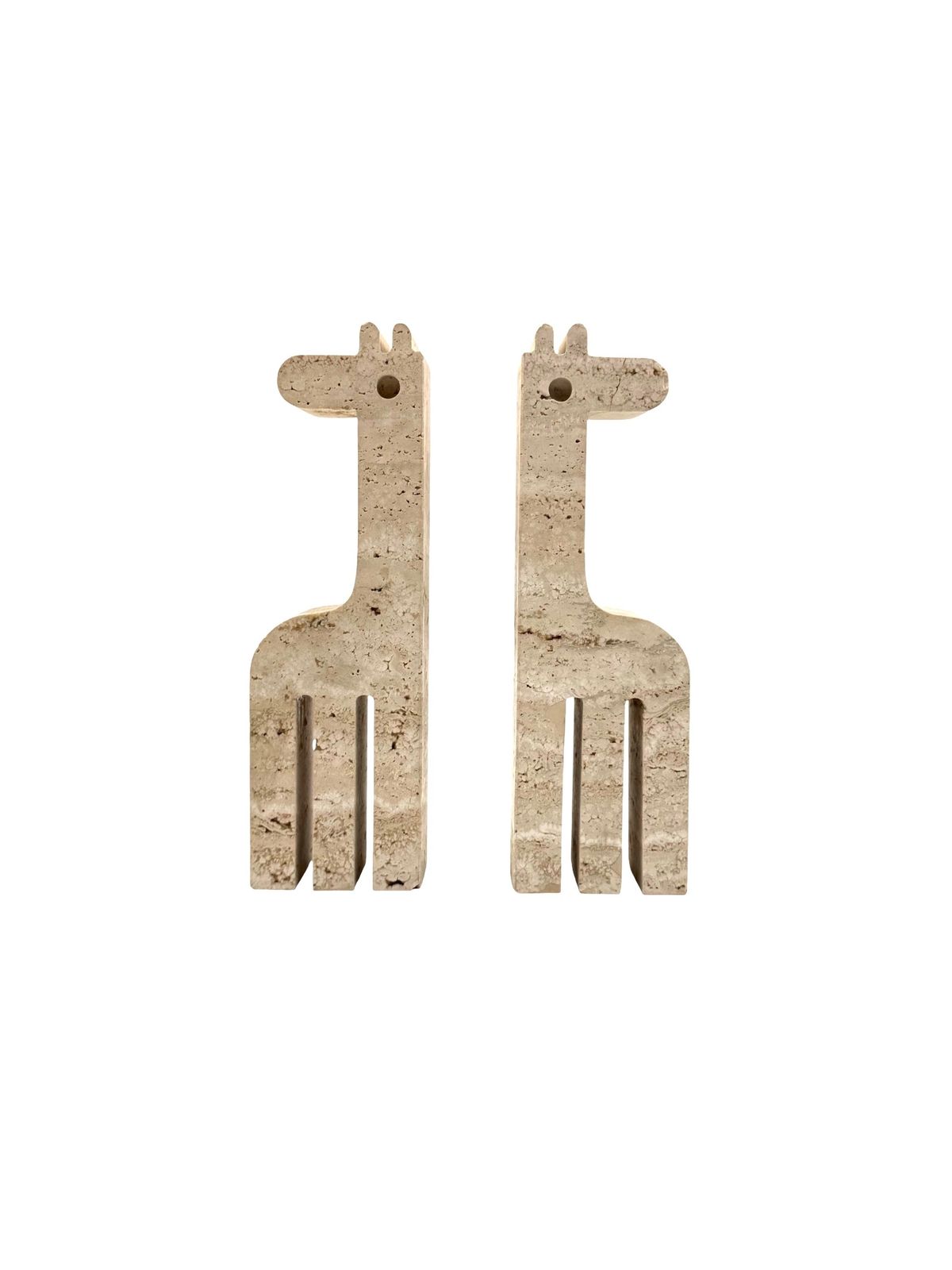 Modern Set Of 2 Travertine Giraffe Shaped Bookends, Fratelli Mannelli, Italy 1970s photo Home Decor