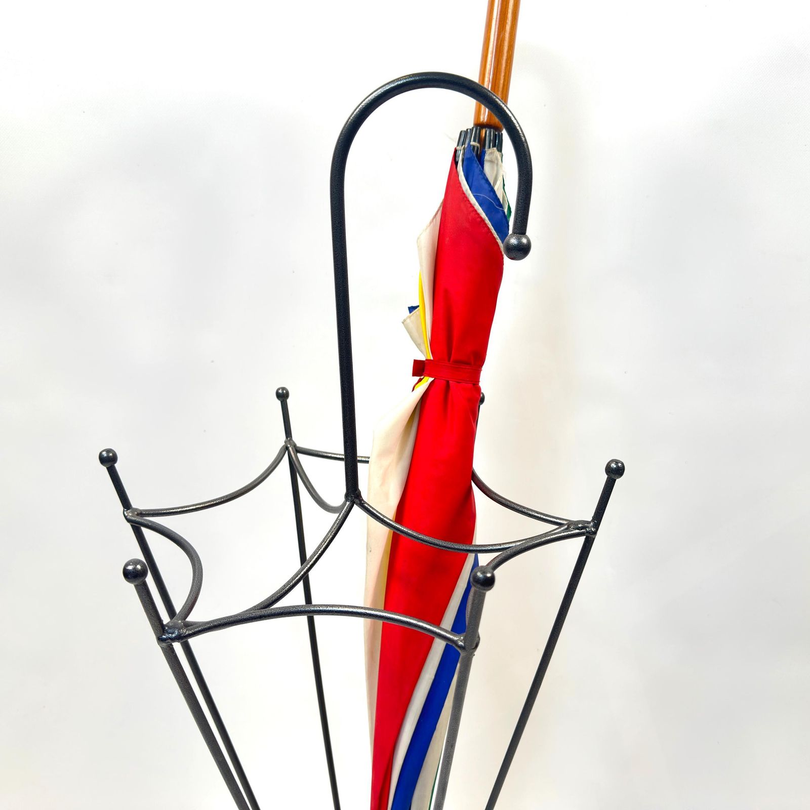 Vintage Scandinavian Metal Umbrella Stand – Mid Century Gunmetal Hall Stand photo Home Decor