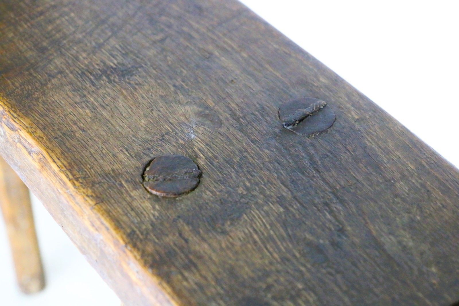 photo for sale Antique Aged Wooden Stool Wool Shredder Farmhouse Item Rustic Oak 19th Century