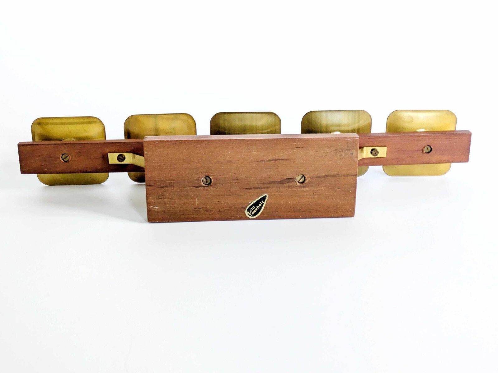 Home Decor Midcentury Teak And Brass Candelabra: 5 Light German Candle Holder, 1960s Geometric Modern Design photo