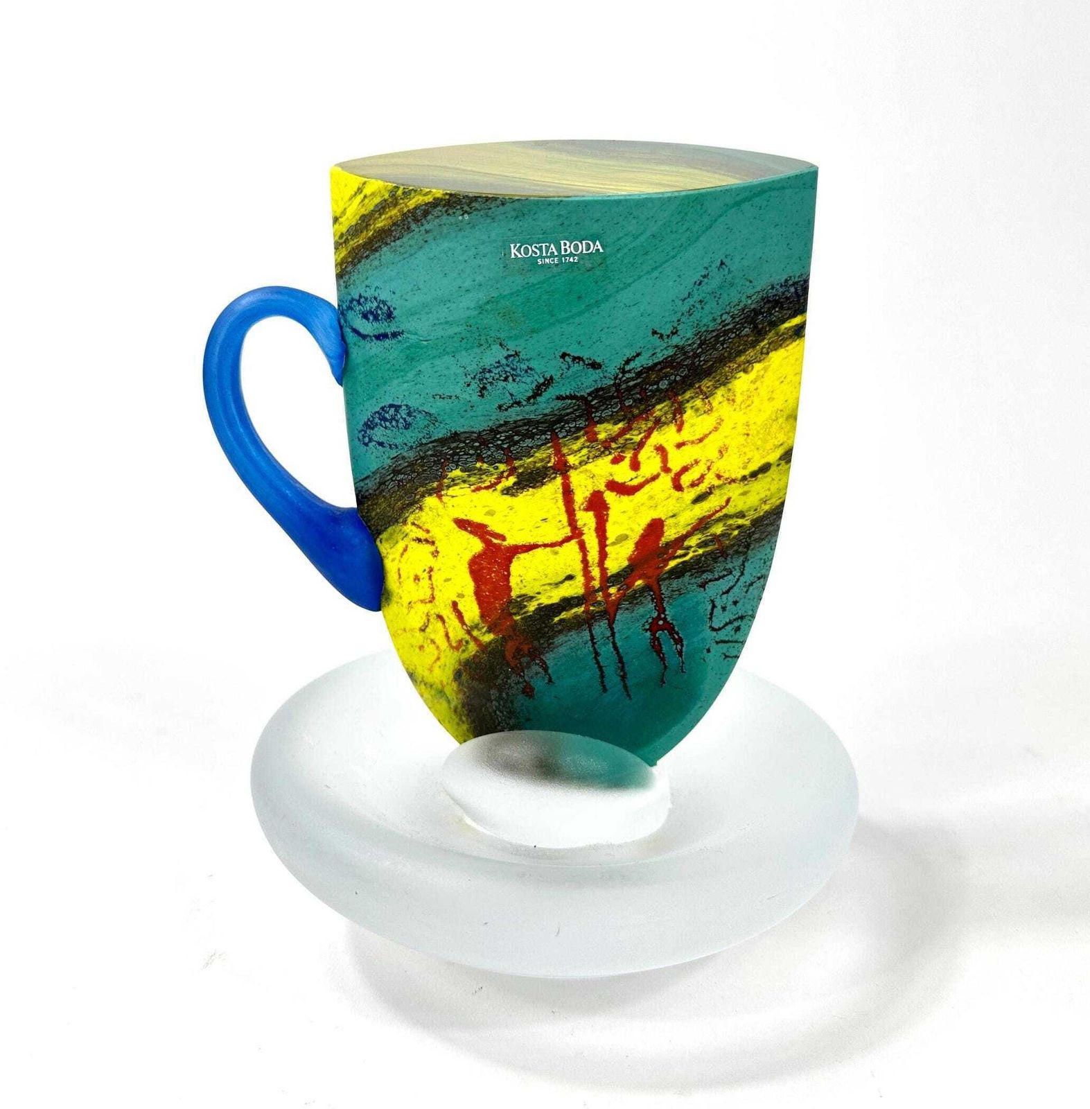 Kosta Boda Teacup Sculpture – Kjell Engman Signed Swedish Art Glass, 1980s Collectible photo for sale