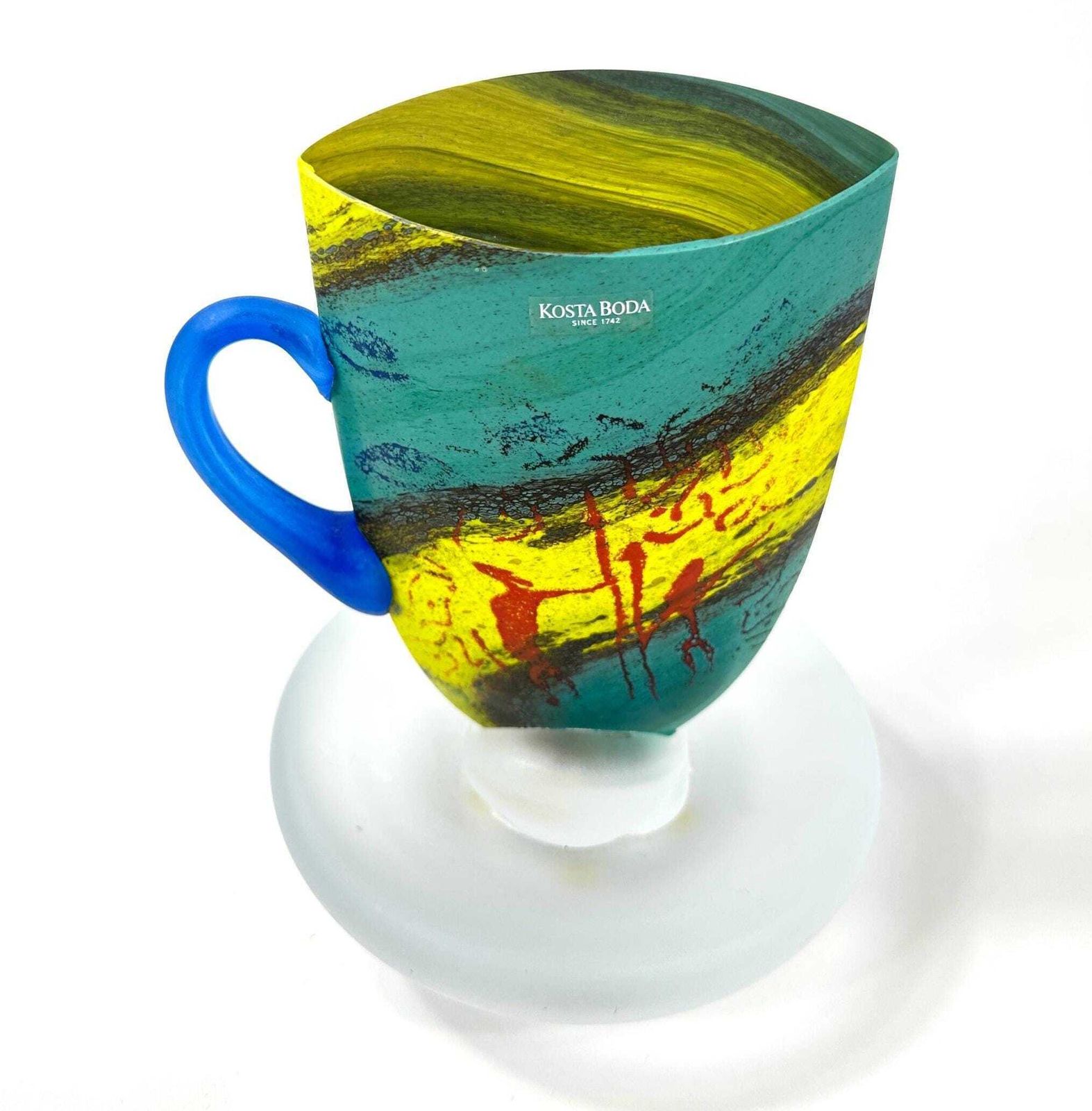 Kosta Boda Teacup Sculpture – Kjell Engman Signed Swedish Art Glass, 1980s Collectible photo Art