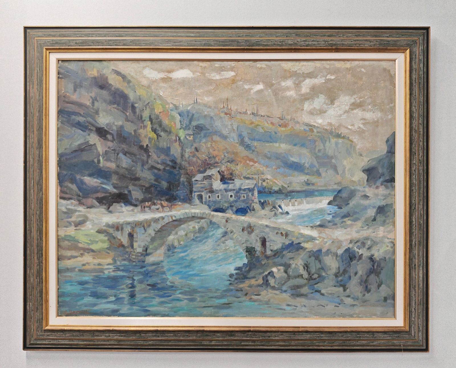 Modernist Painting "The Mouth Of The Ribnica Into The Moraca" By Jan Krizek 1956 photo furniture