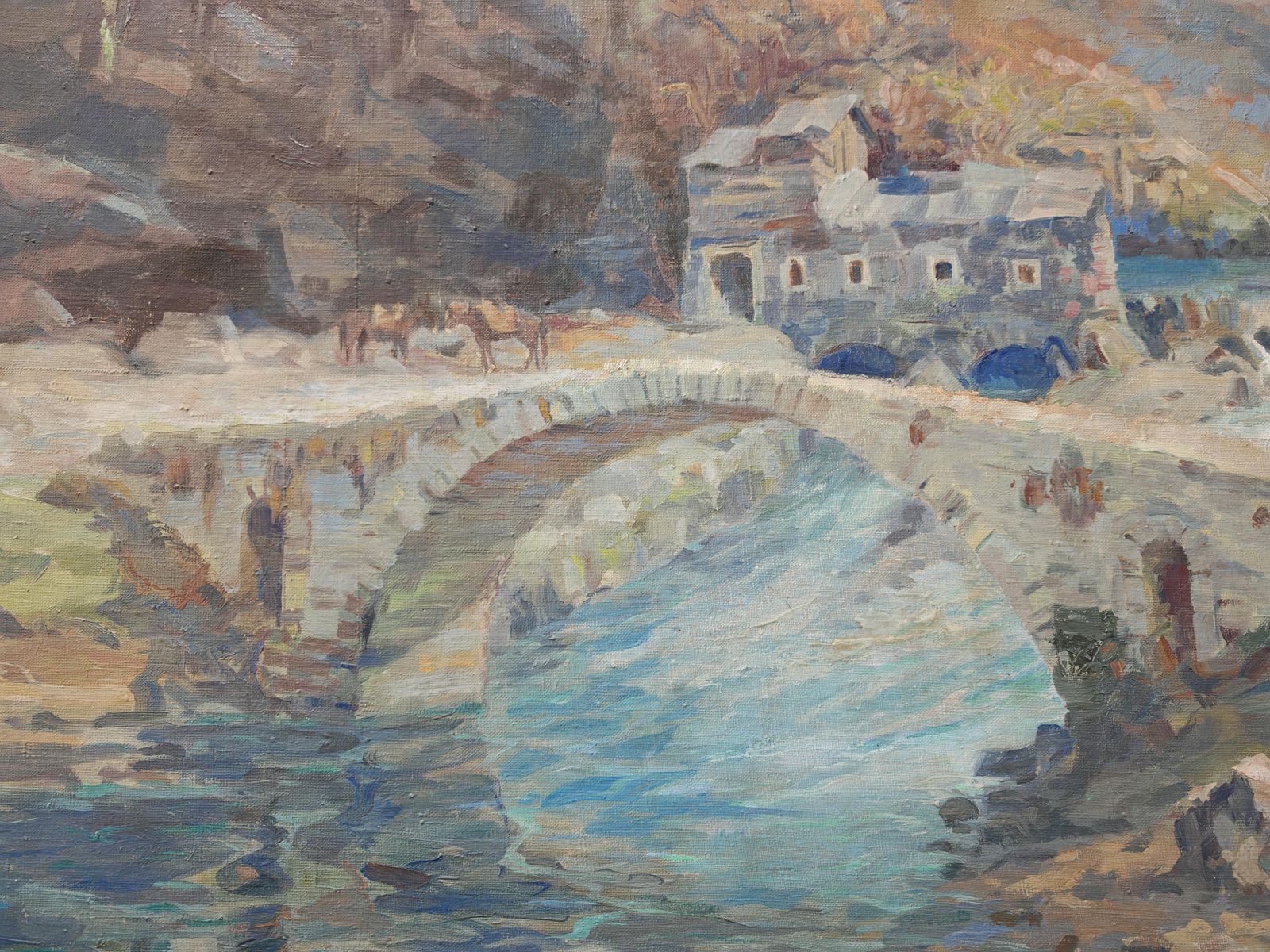 Modernist Painting "The Mouth Of The Ribnica Into The Moraca" By Jan Krizek 1956 photo vintage