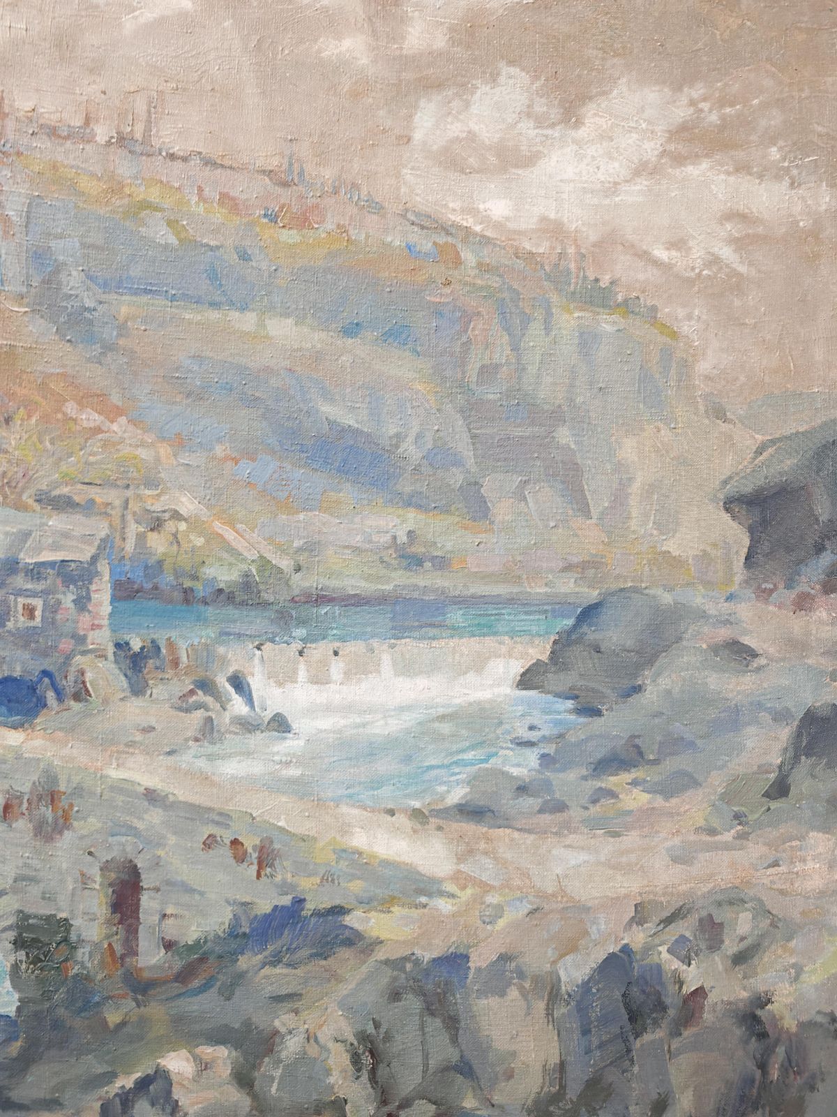 photo furniture Modernist Painting "The Mouth Of The Ribnica Into The Moraca" By Jan Krizek 1956