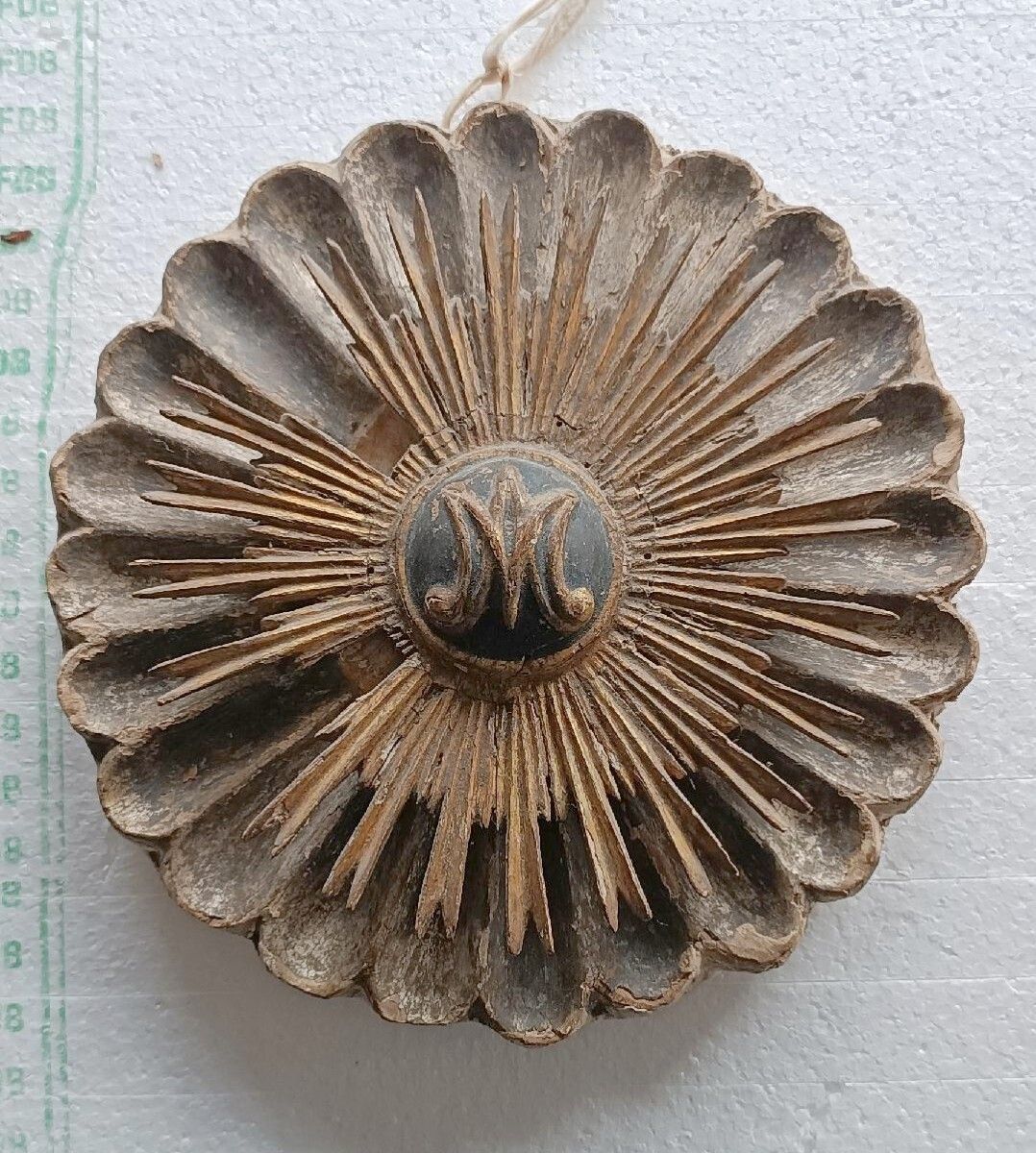 Old Baroque Frieze, Wooden Rose Window, Italy