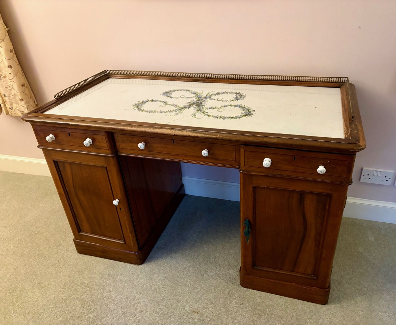 19th Century Mahogany Dressing Table With Ceramic Top And Sutherland Interest photo furniture