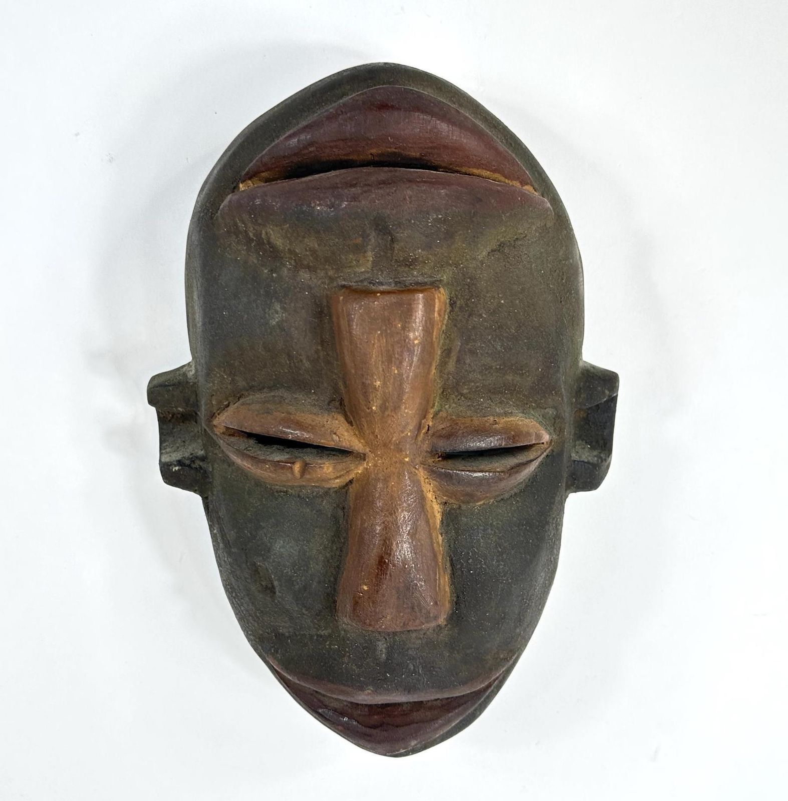 African Wood Tribal Mask – Vintage Hand Carved Mask With Dual Faces photo 329.0