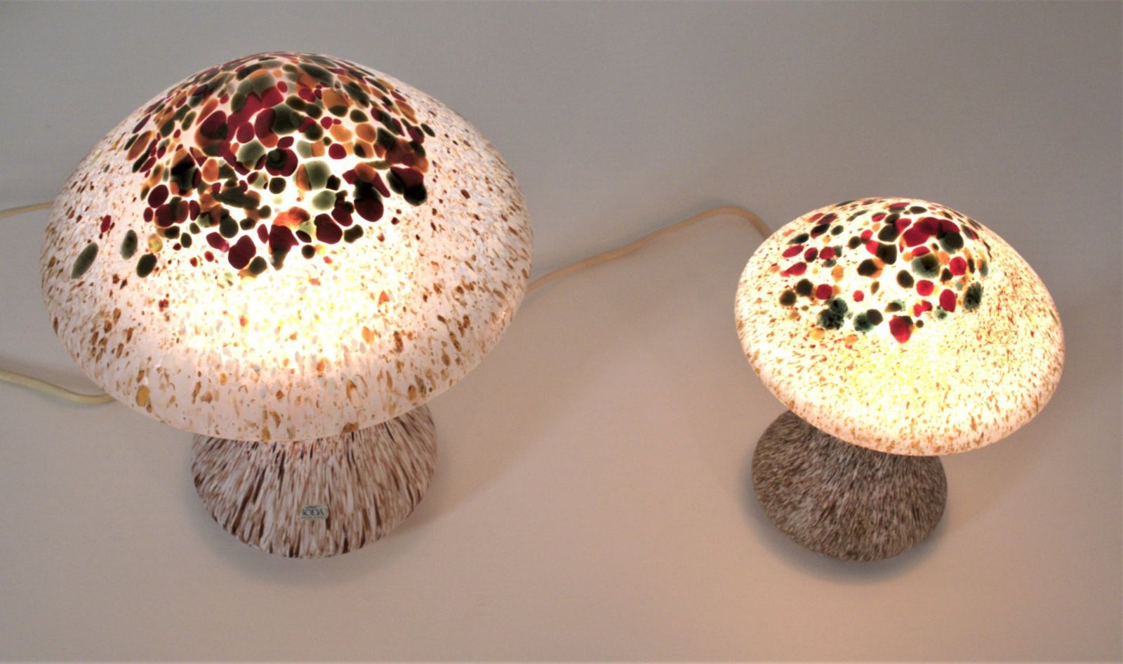 Swedish Artglass Mushroom Shaped Table Lamps By Monica Backström For Kosta Boda, 1970s, Set Of 2 photo buy