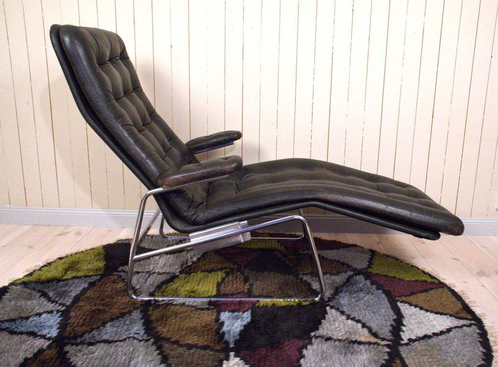 Swedish Tiltable Leather And Chrome Model Fenix Chaise Lounge By Sam Larsson For Dux, 1960s photo 5119.0