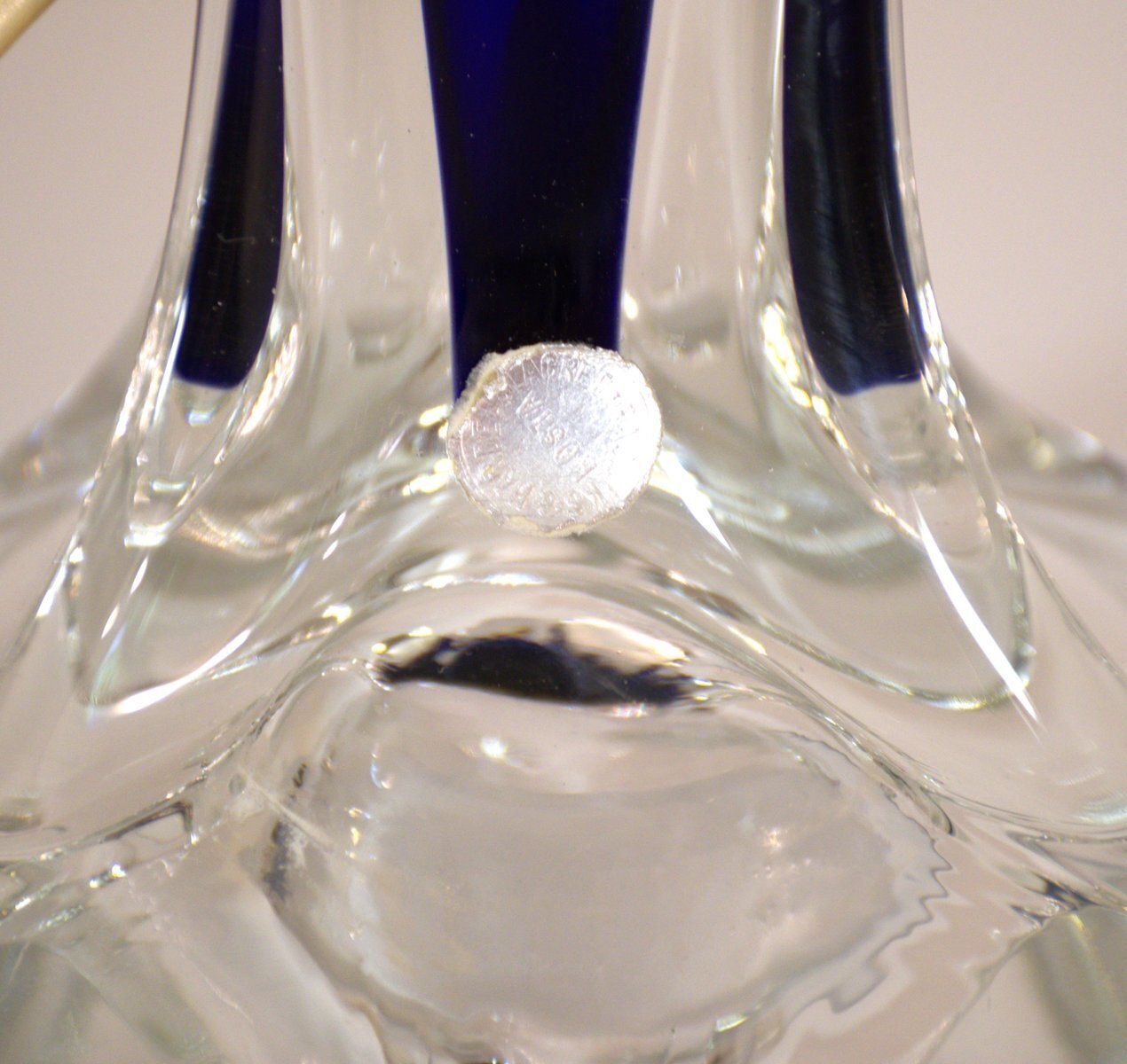 Swedish Modern Art Glass Table Lamp By Paul Kedelf For Flygsfors Glasbruk, 1950s photo vintage
