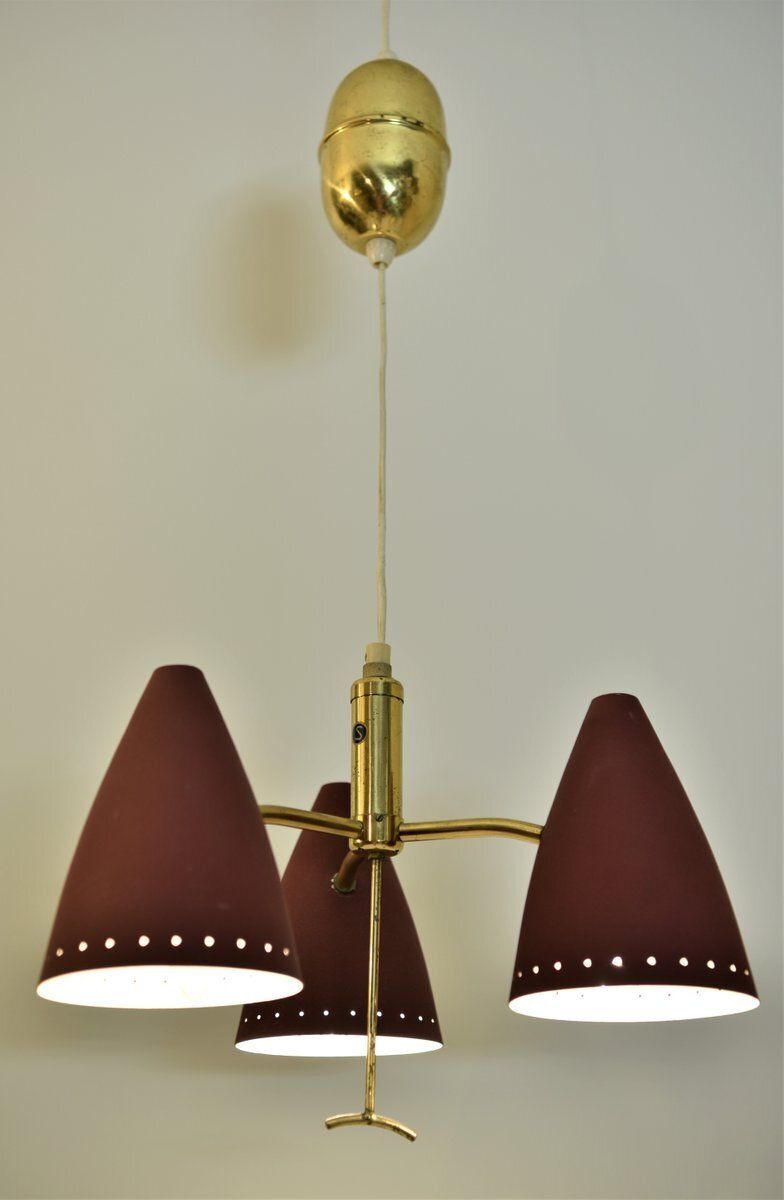 Swedish Modern Triple Pendant Lamp With Elevator Function, 1950s photo 2883.0