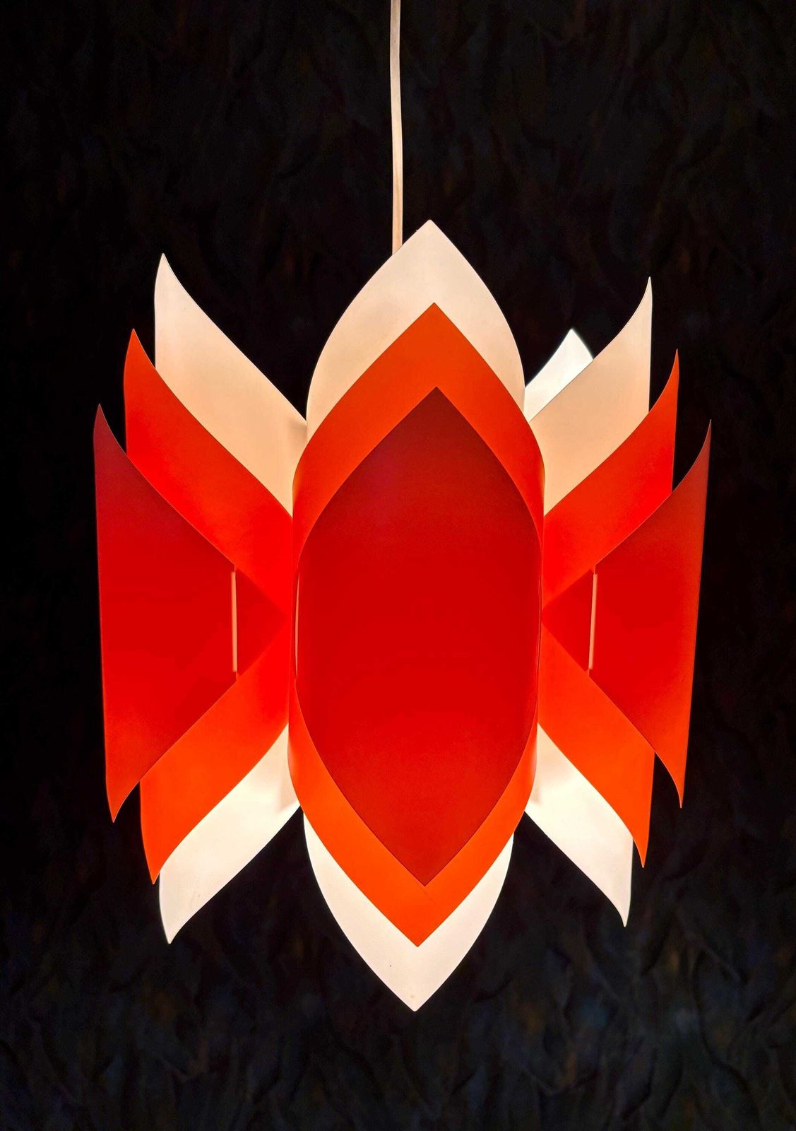 Ballet Pendant Lamp, Orange And White, By Lars Schiøler For P.J. Høyrup photo 268.0