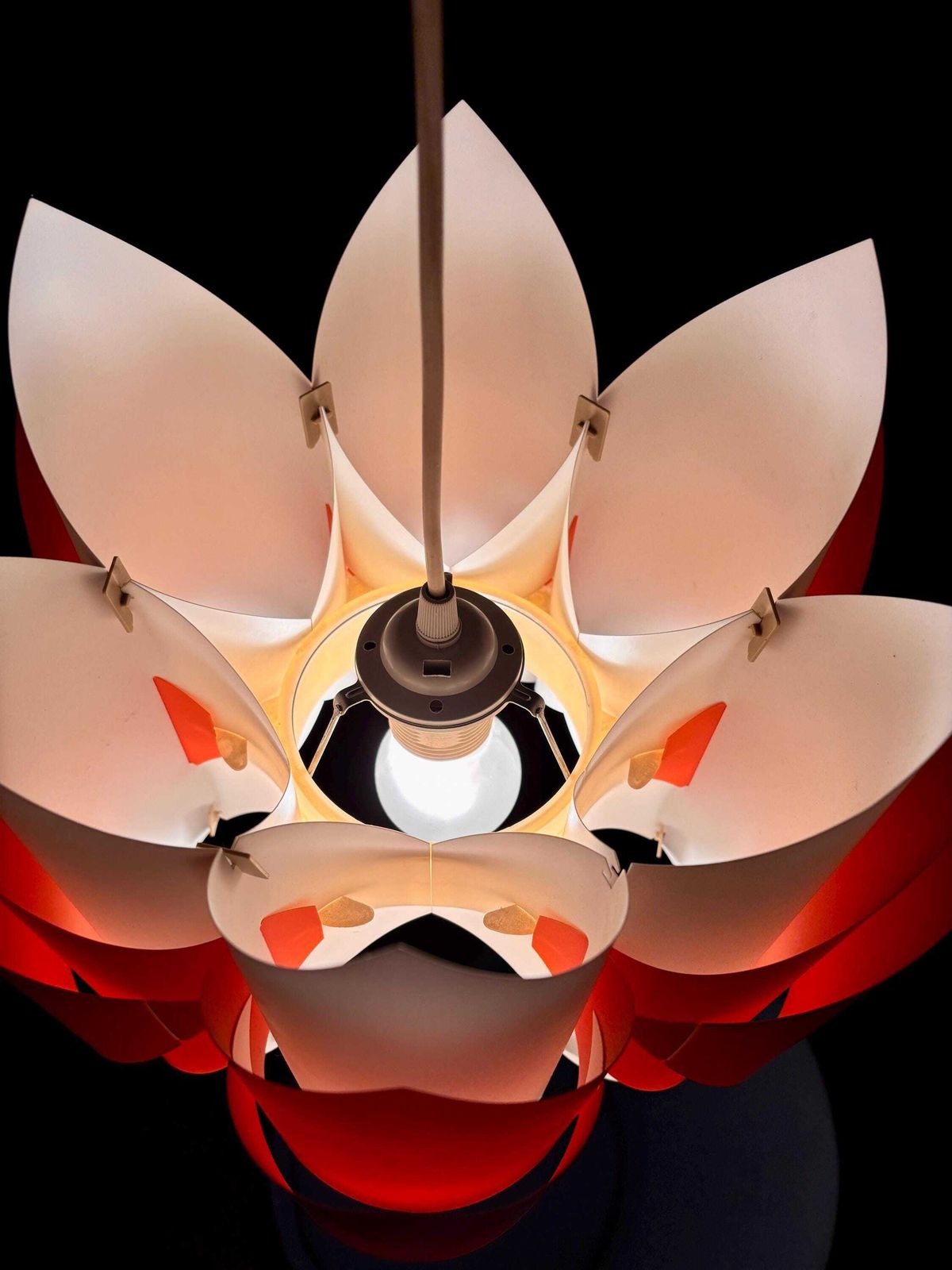 photo for sale Ballet Pendant Lamp, Orange And White, By Lars Schiøler For P.J. Høyrup