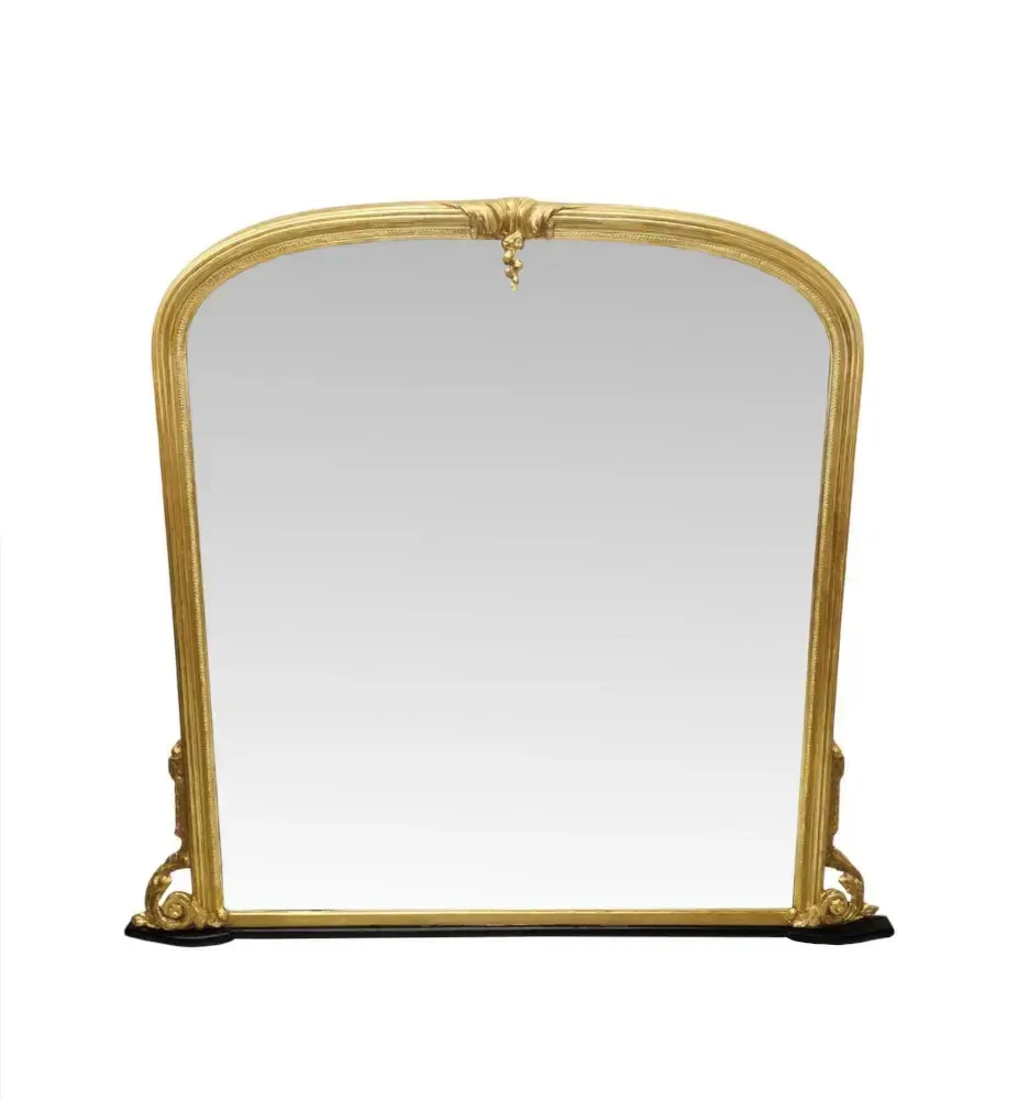 A Fabulous Large 19th Century Archtop Giltwood Overmantel Mirror